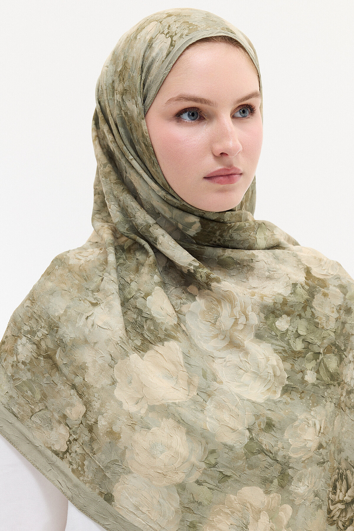 cs camellia scarf Atlantis Kraş Şal - Haki görsel 3