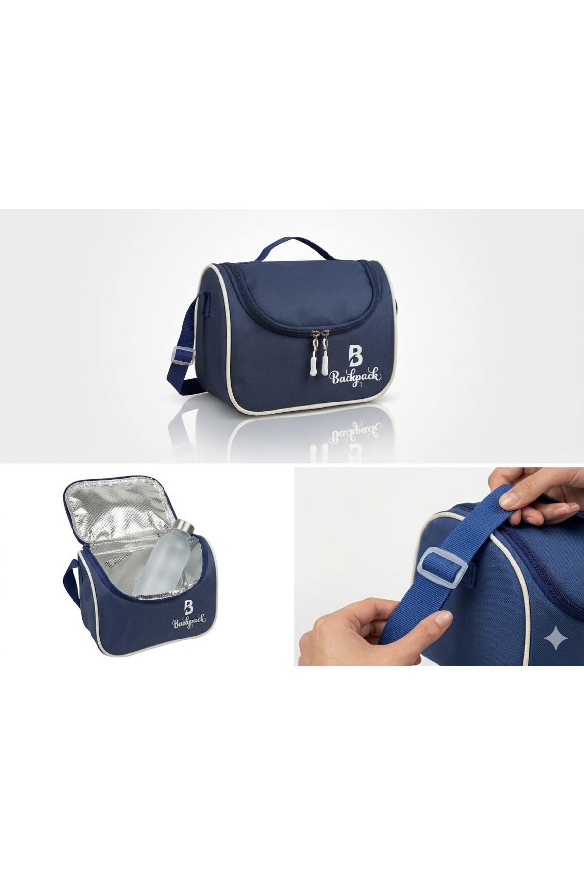 GoldLine AVM Backpack Folyolu Isı Yalıtımlı Lüx Günlük İlkokul Ortaokul Okul Gezi Beslenme Çantası Lacivert görsel 3