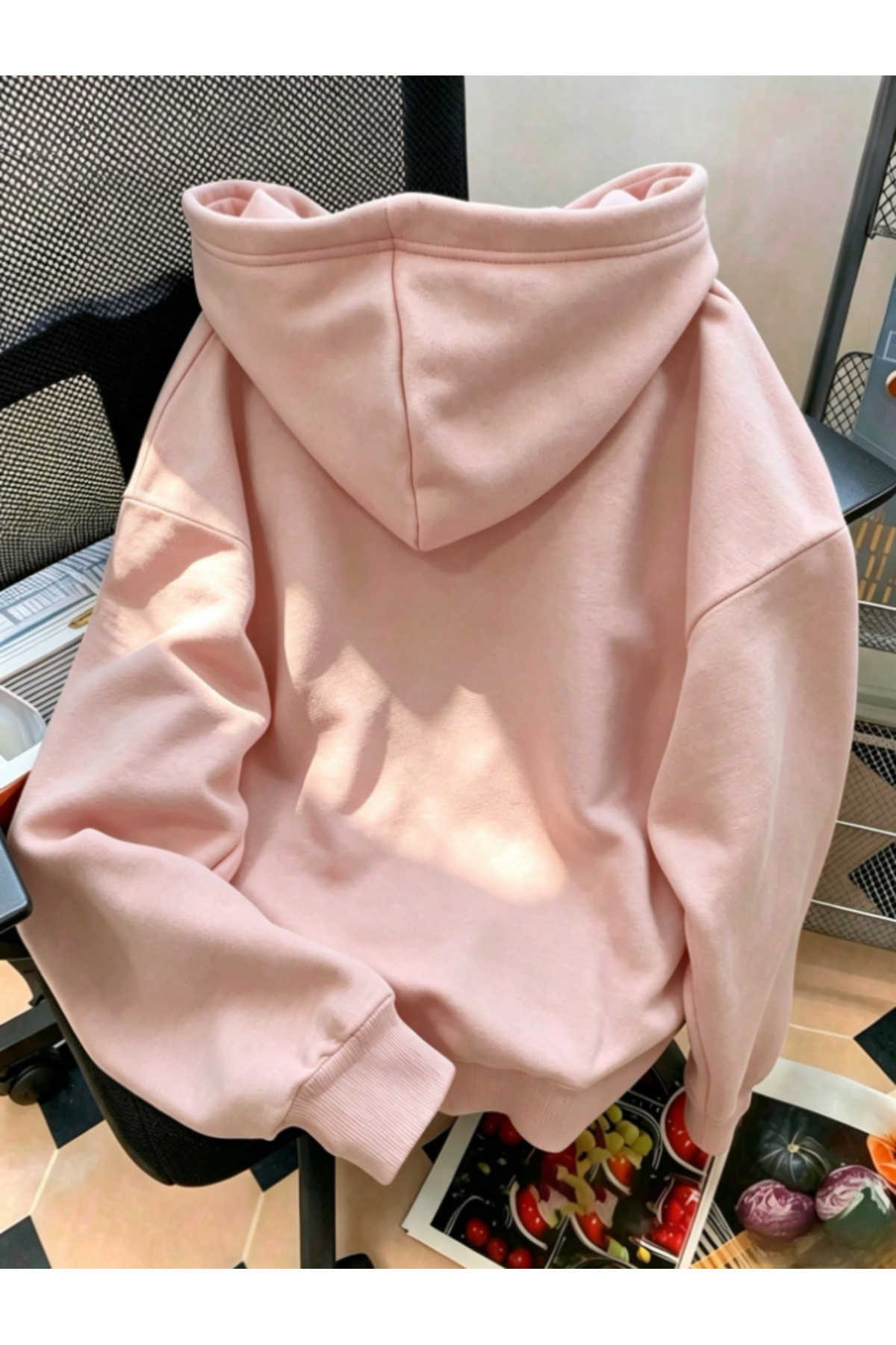 Revasser Unisex Kadın/Erkek AFGABO Baskılı Özel Tasarım Oversize Pamuklu Kapüşonlu Sweatshirt görsel 2