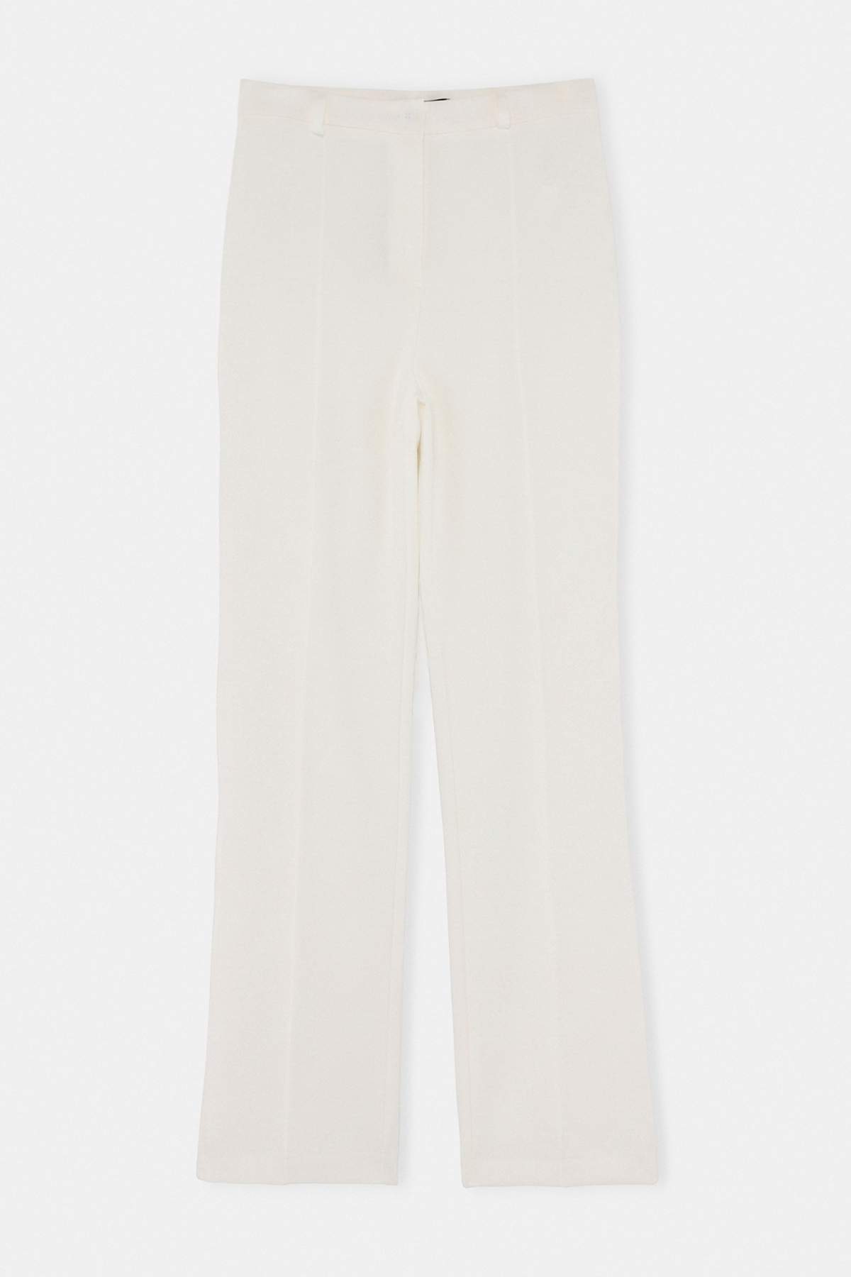 Trendyolmilla Beyaz Kalın Esnek Kumaş Straight/Düz Kesim Nervür Dikişli Pantolon TWOAW26PL00027