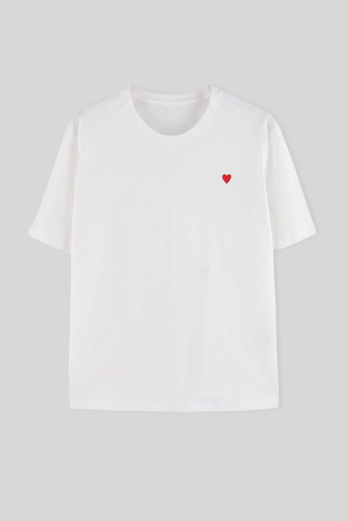 Trendyolmilla Curve Ekru Kısa Kollu Nakışlı Tok %100 Pamuk Örme T-shirt TBBSS26BF00102
