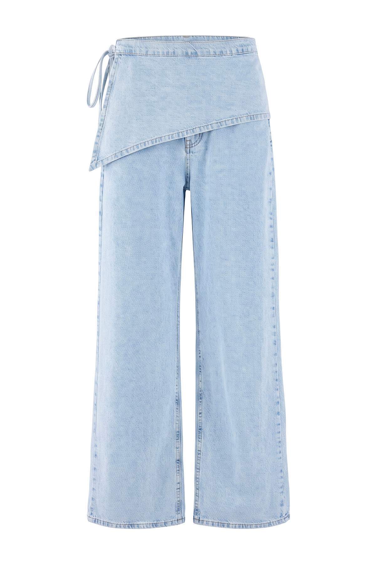 Trendyol Collection Light Blue Waist Detailed Low Waist Wide Leg Jeans Twoaw27Je00160