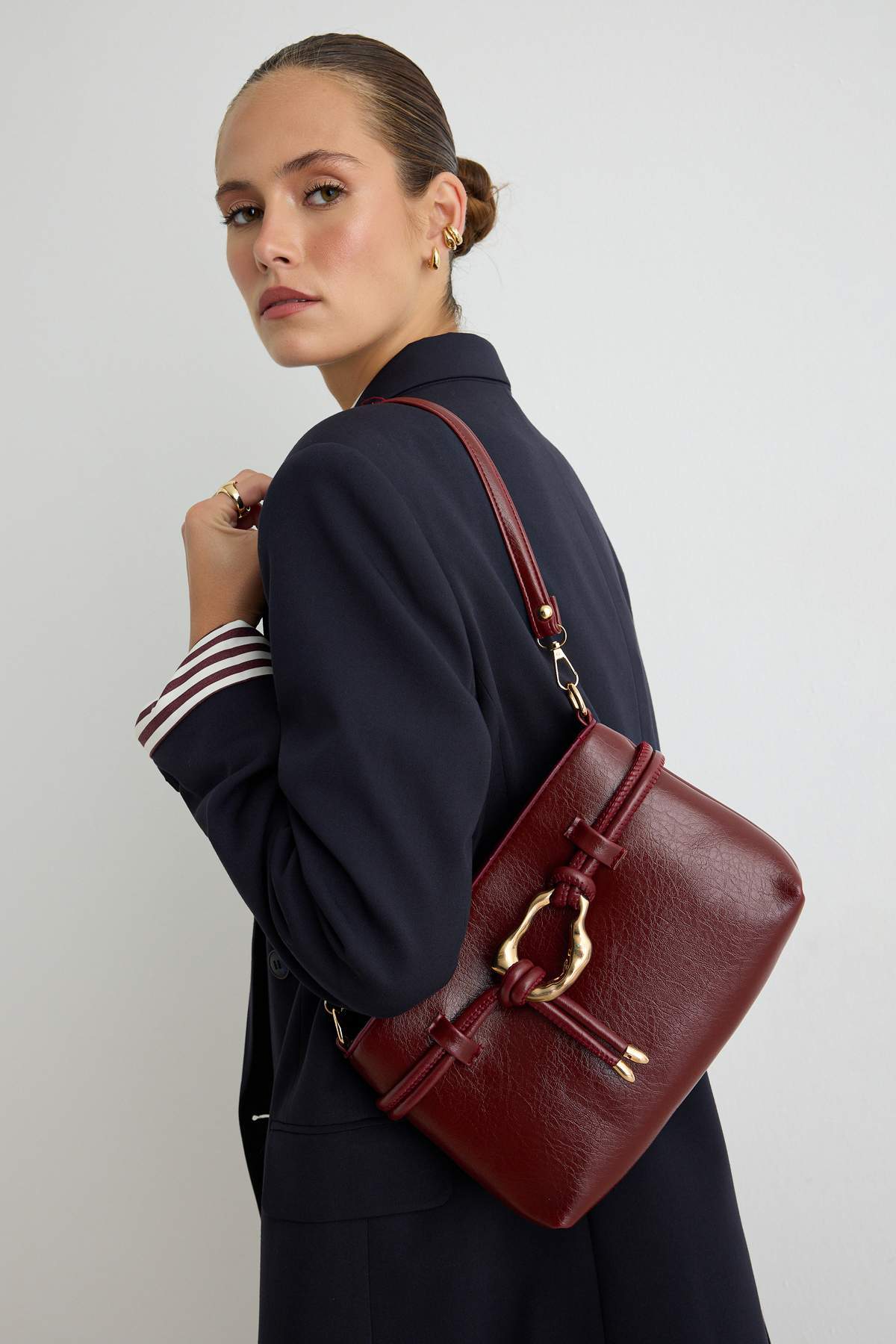 Trendyol Shoes Burgundy Buckle Detailed Women's Mini Shoulder Bag Takaw27Oc00012
