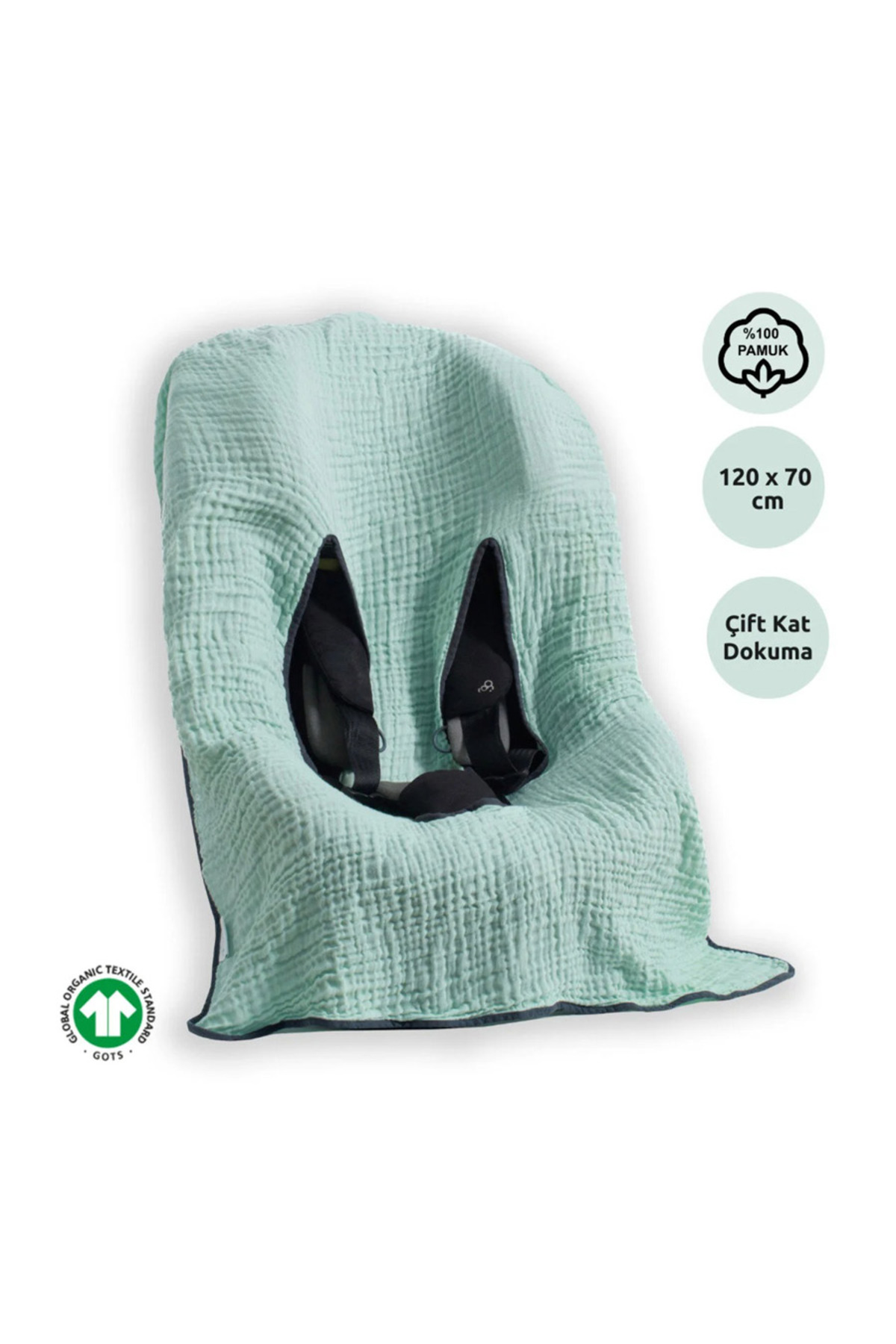 Muslin Car Seat And Infant Car Seat Cover - Mint