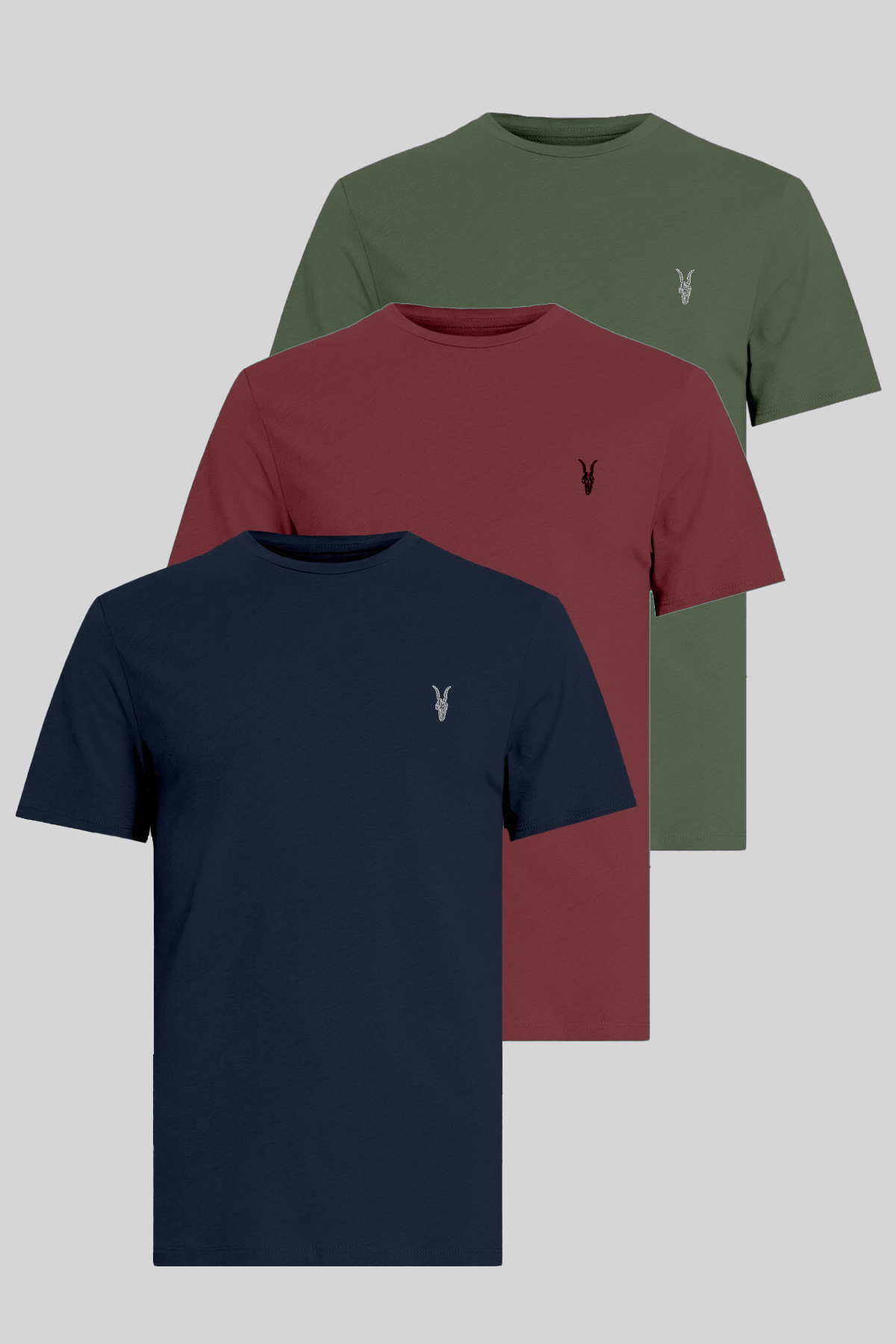 Men's Black Claret Red Navy Blue T-Shirt Standard Embroidery Detailed T-Shirt Package