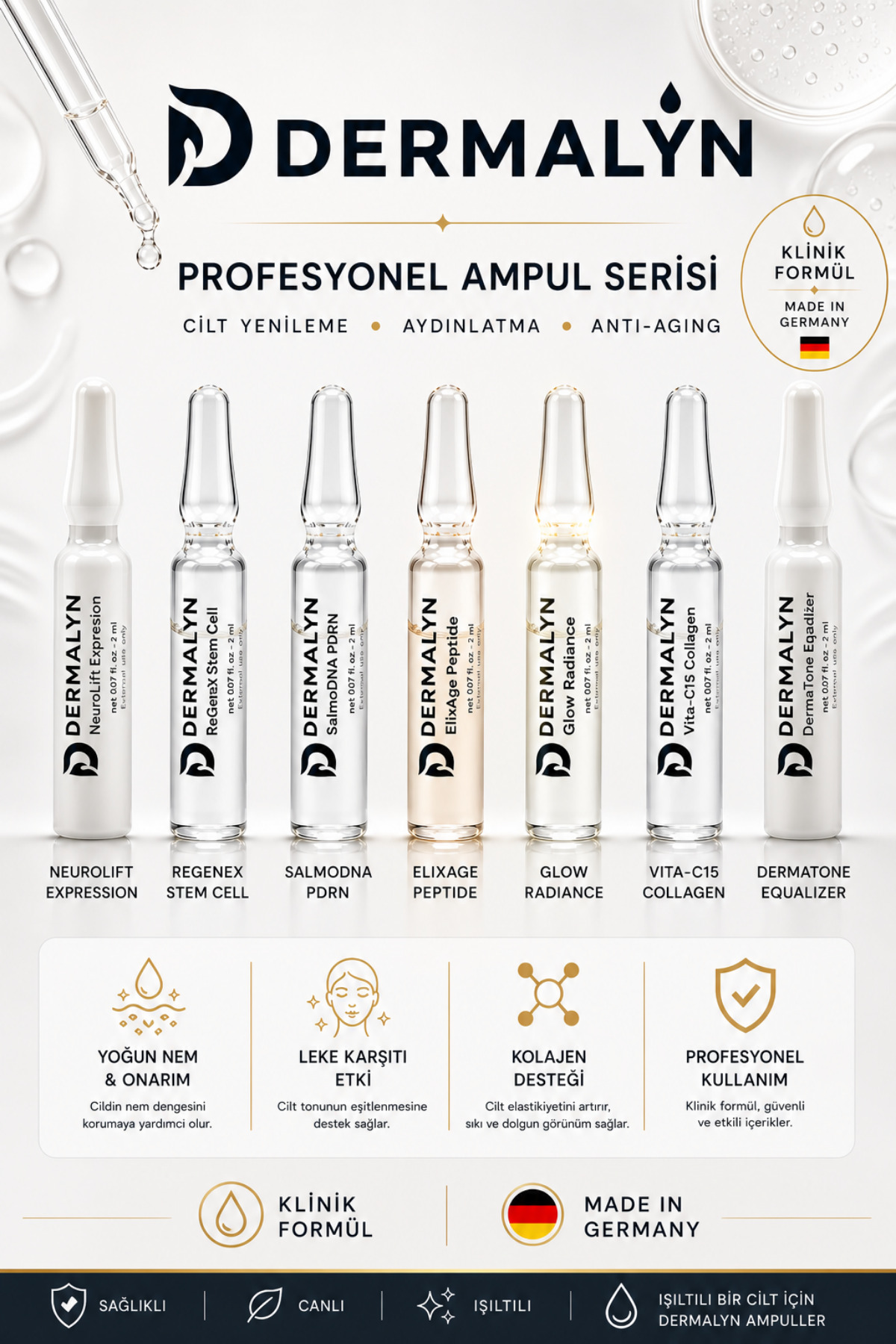 5 Adet Kolajen Artırıcı C Vitamini Cilt Aydınlatıcı Leke Karşıtı Ampul Serum Dermaroller Dermapen — VİTA-5 — تصویر 7 از 7