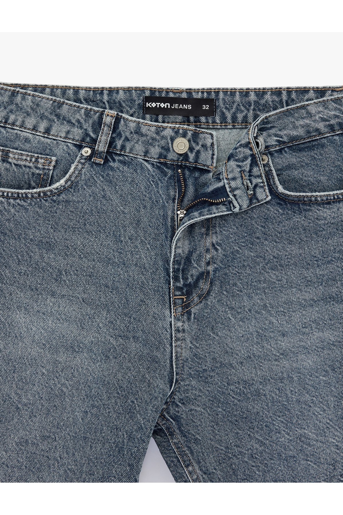 Koton Pamuklu Normal Bel Straight Fit Jean Şort görsel 8