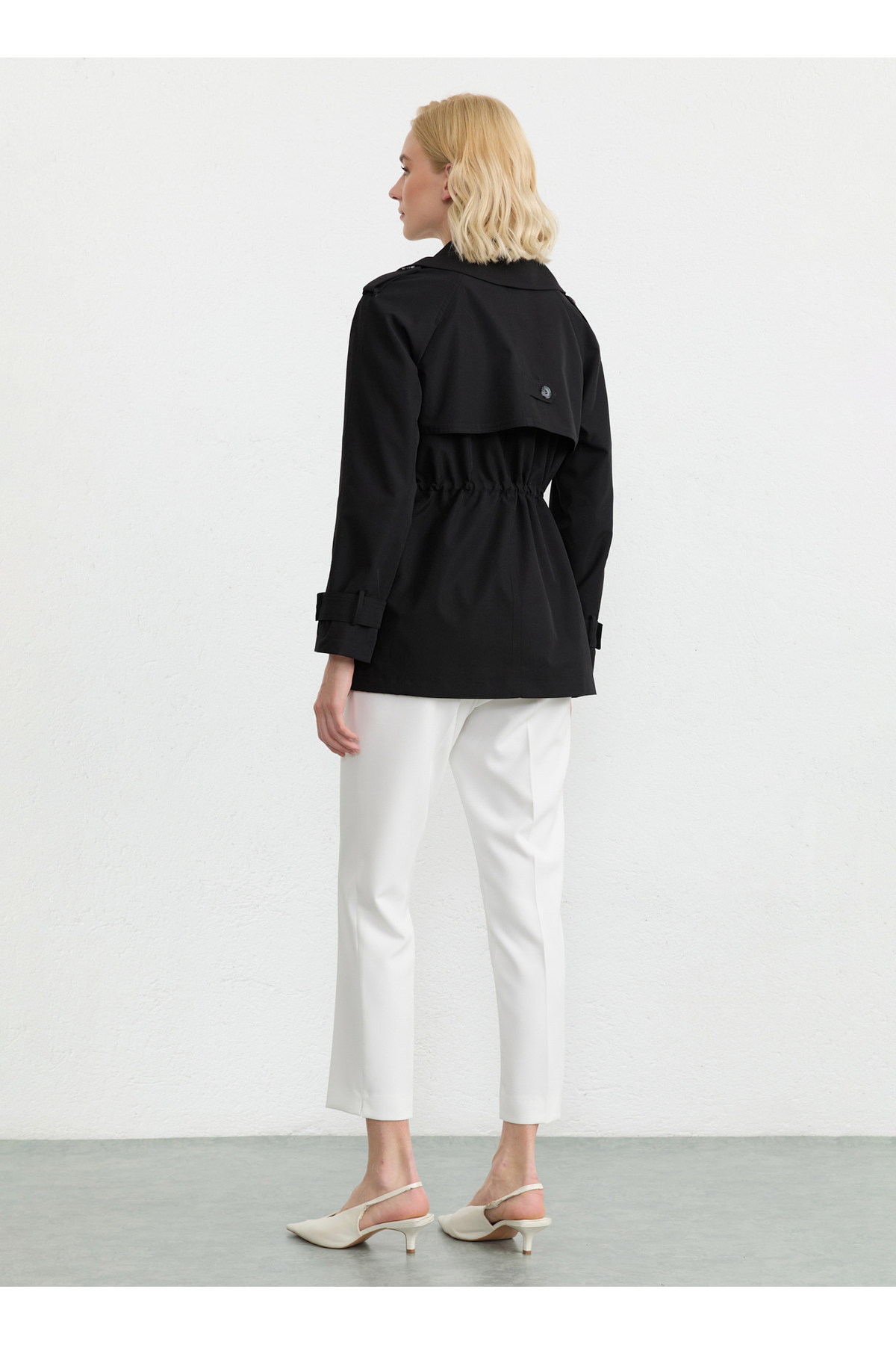 Selen Siyah Kadın Trençkot 26YSL9577 görsel 4