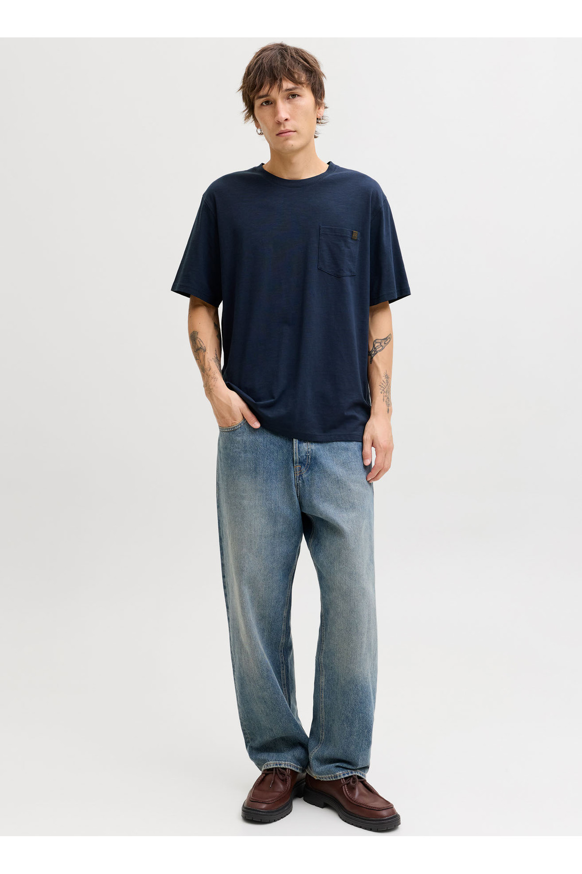 تی‌شرت مردانه طرح‌دار سرمه‌ای کد ۱۲۲۸۸۸۹۷ JJEDOVER SLUB TEE SS NOOS جک اند جونز تی شرت Jack & Jones