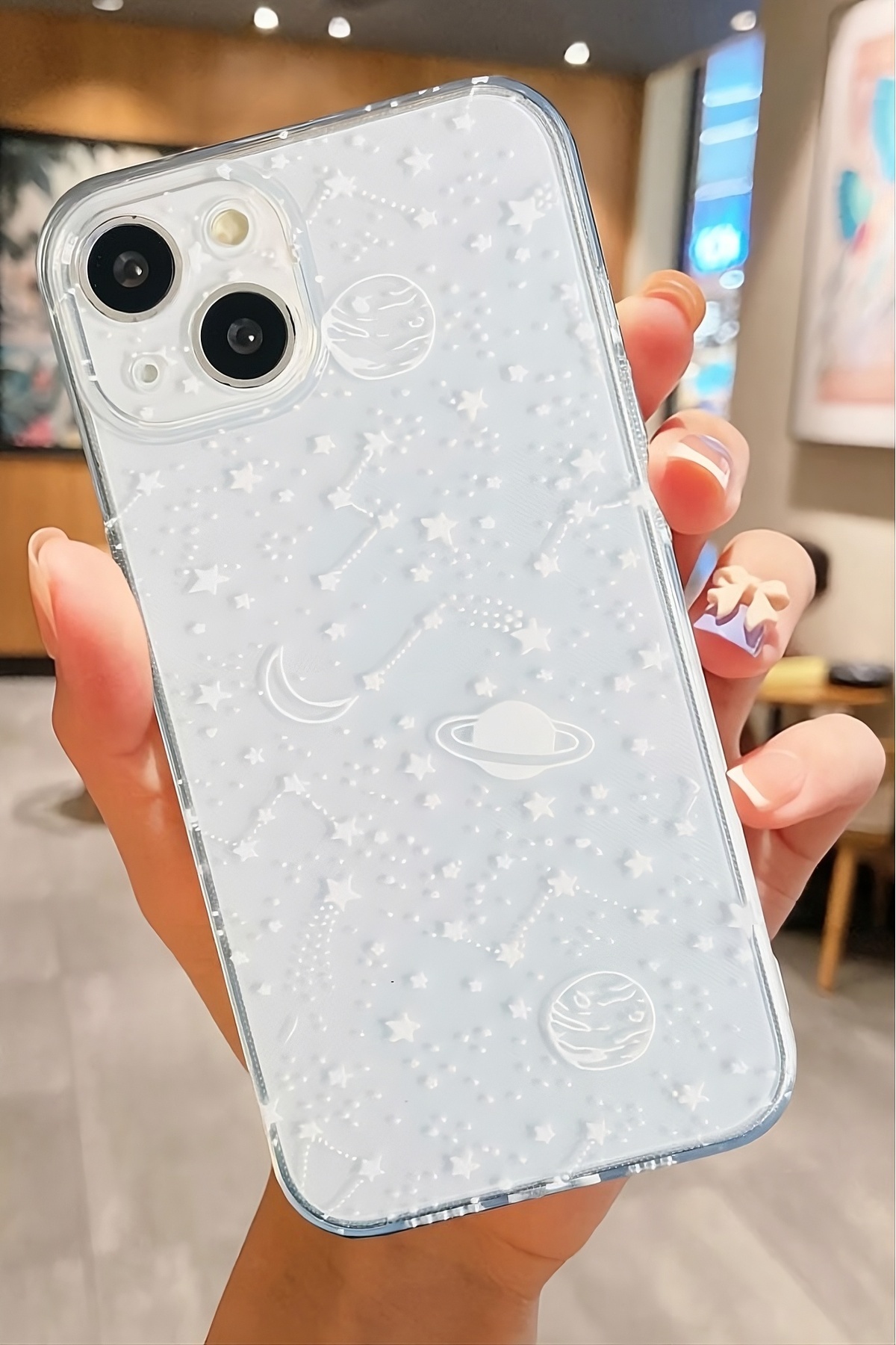 Iphone 13- Iphone 14 Compatible Patterned Clear Silicone Case