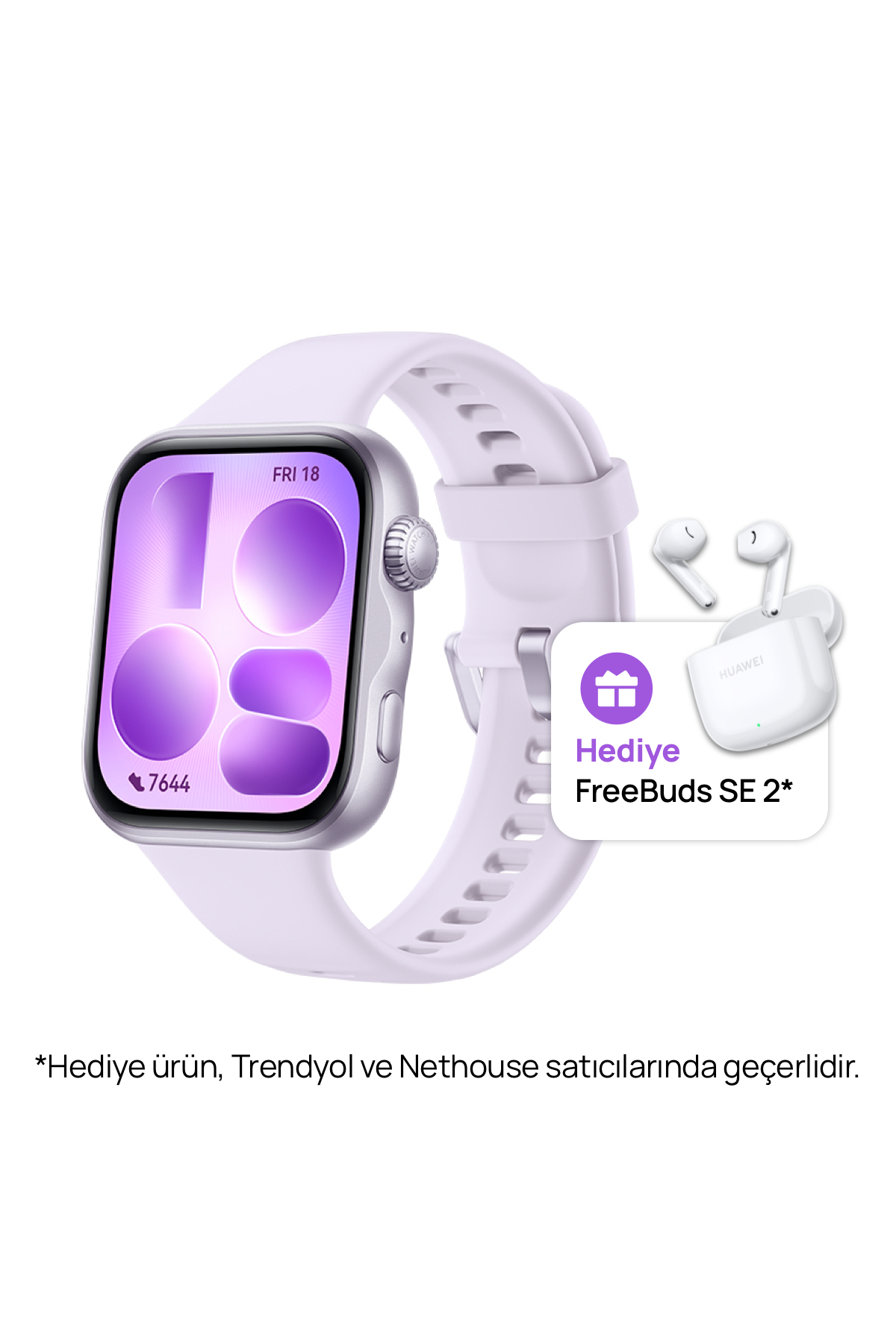 Huawei Watch Fit 5 Akıllı Saat - Lila, Huawei Freebuds SE2 Beyaz Hediyeli - Fiyatı, Yorumları