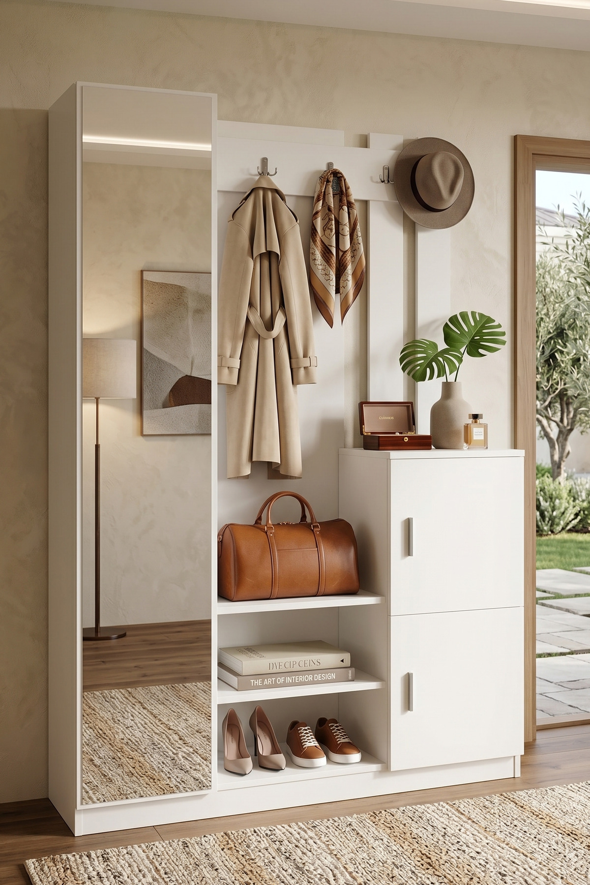 Roger Cloakroom Coat Rack Shoe Holder White Dd7-w