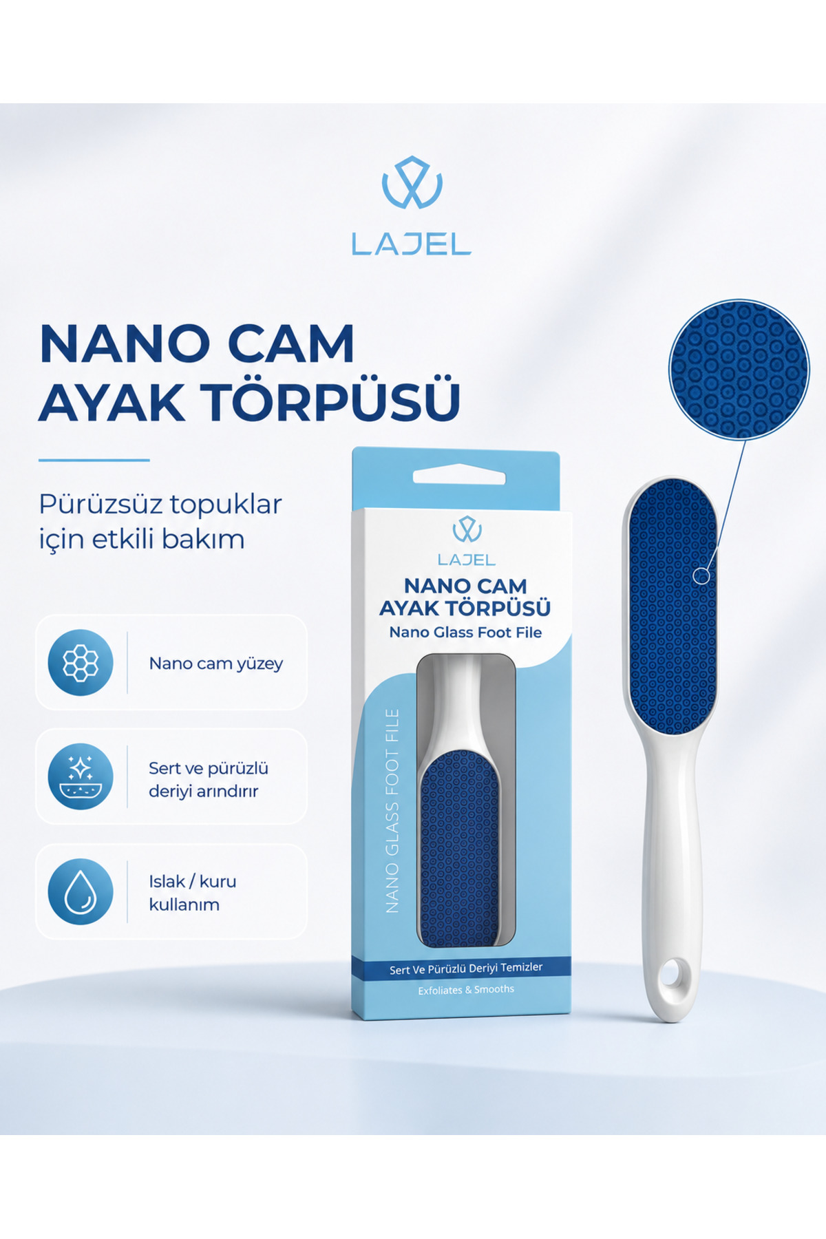 Lajel Premium Nano Cam Hassas ve Cilt Dostu Hijyenik Ayak Topuk Nasır Törpüsü - Fiyatı, Yorumları