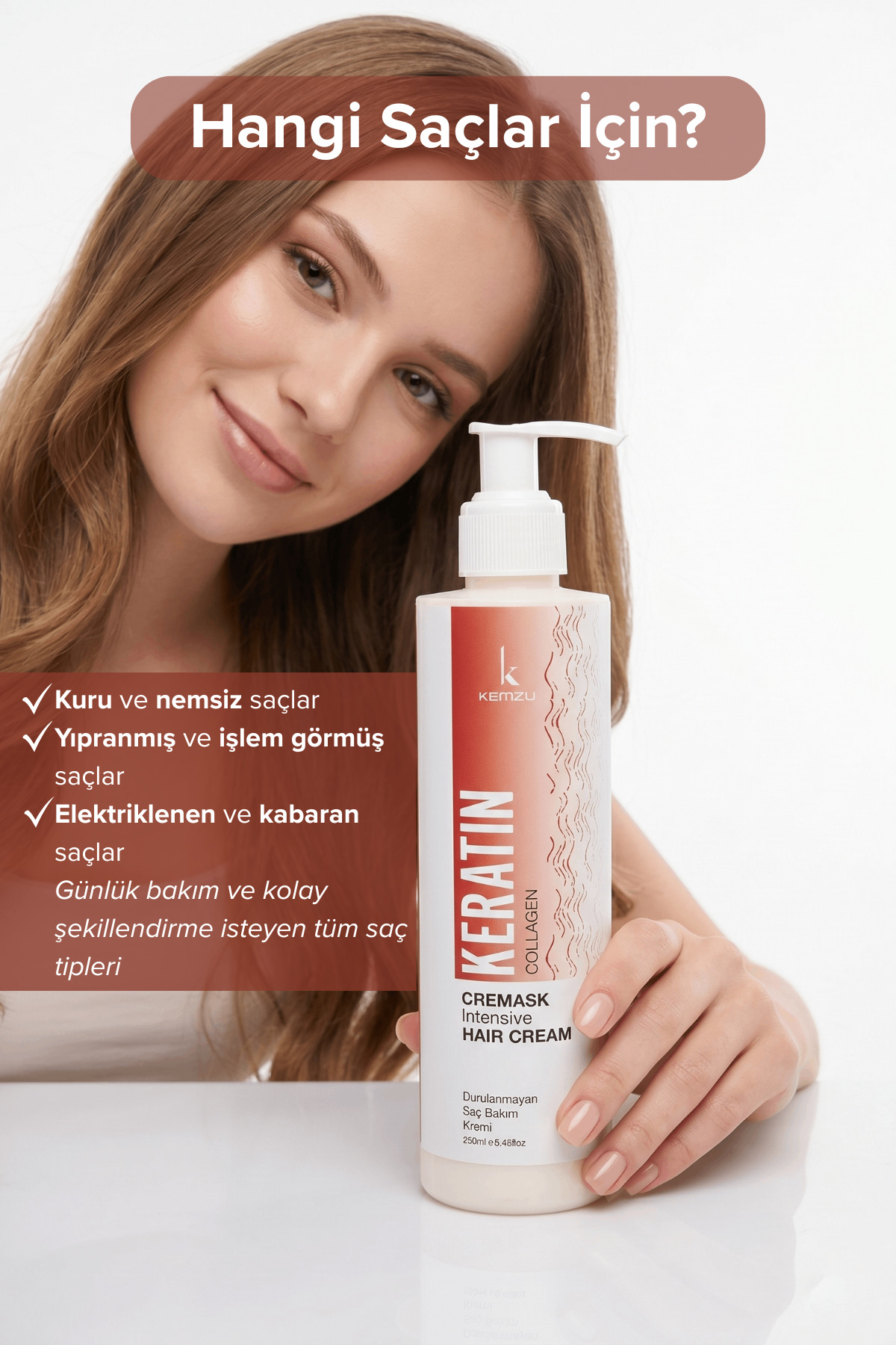 Durulanmayan Saç Bakım Kremi – Onarıcı & Nemlendirici Leave-In Saç Kremi-250 ml — DBK — تصویر 3 از 5