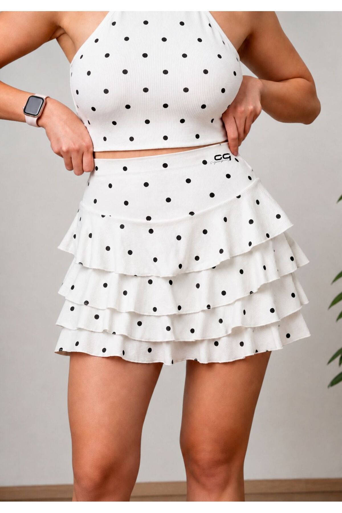 MYKONOS PLY SKIRT IN POLKA DOT LAMP