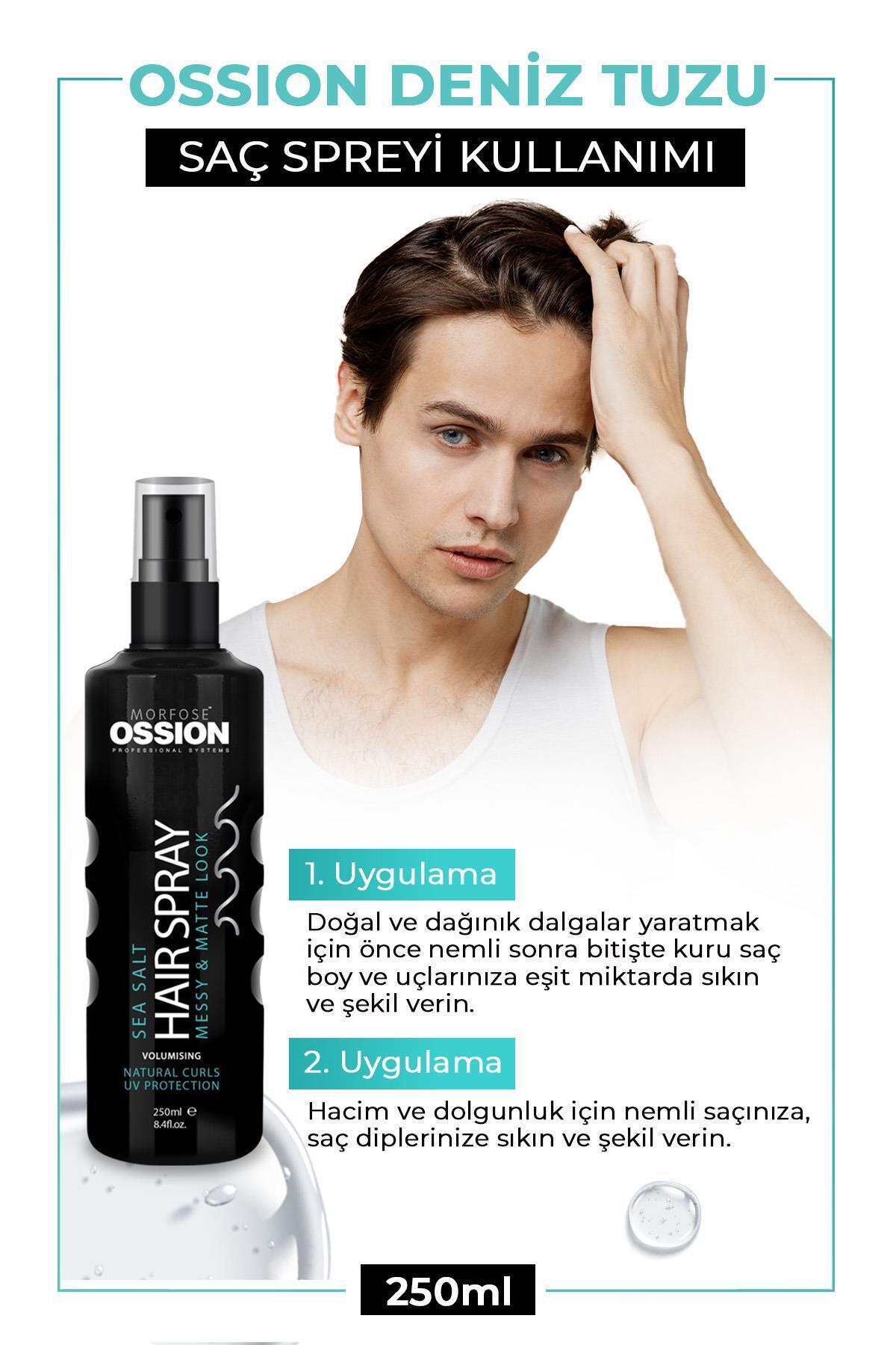 Ossion Deniz Tuzu Saç Spreyi 250 ml- Mat Görünüm, Doğal Dalgalar ve Isıya Karşı Koruma — 1100015440 — تصویر 3 از 3