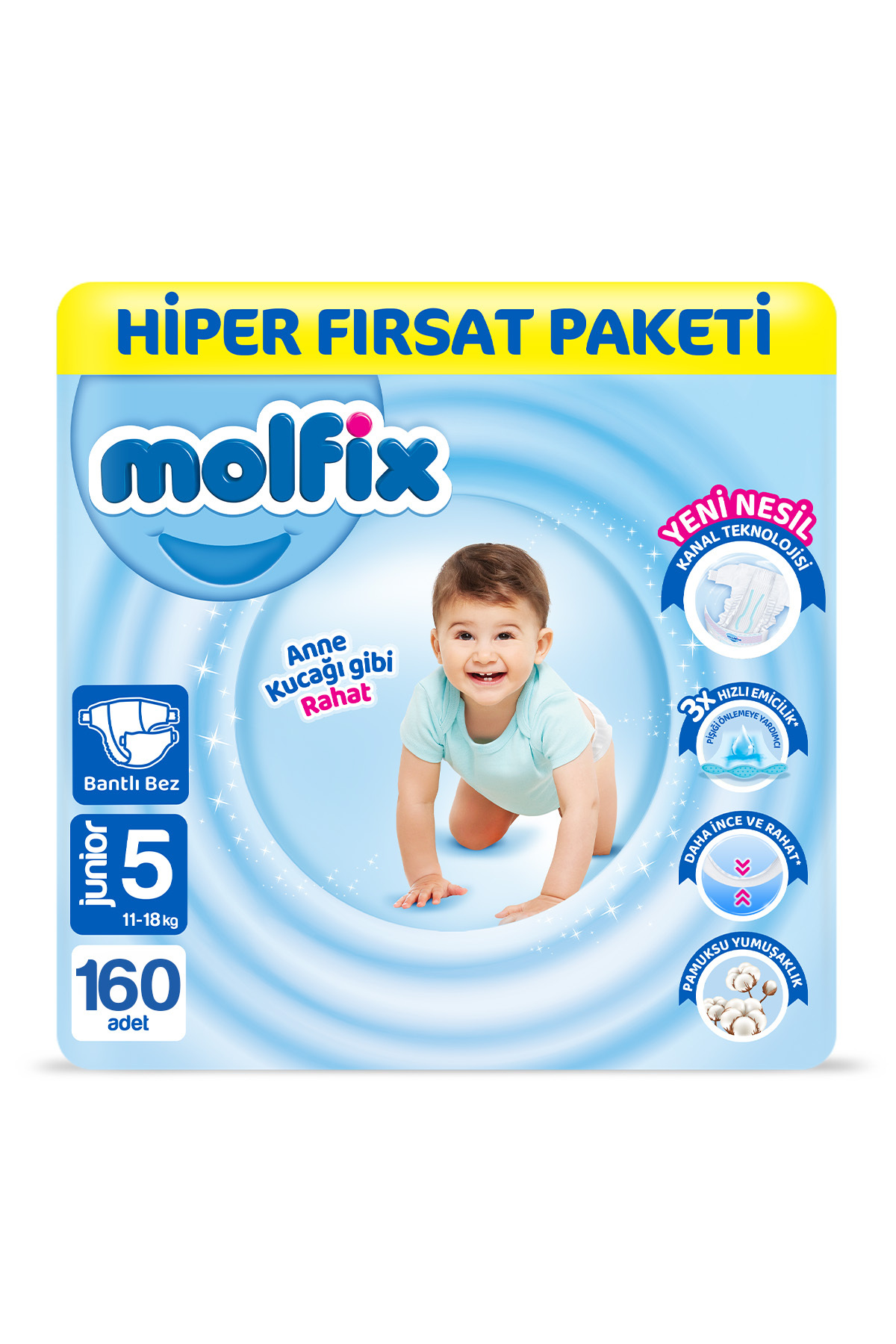 Molfix Kanal Teknolojisi Hiper Fırsat Paketi 5 Beden Maxi 160 Adet - Fiyatı, Yorumları