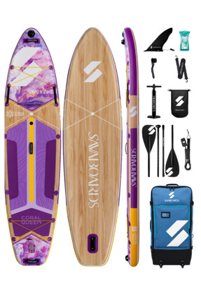 SavaBoards Coral Queen Ultra Stabil Şişme Paddle Board SUP Seti ( Tekerlekli ...