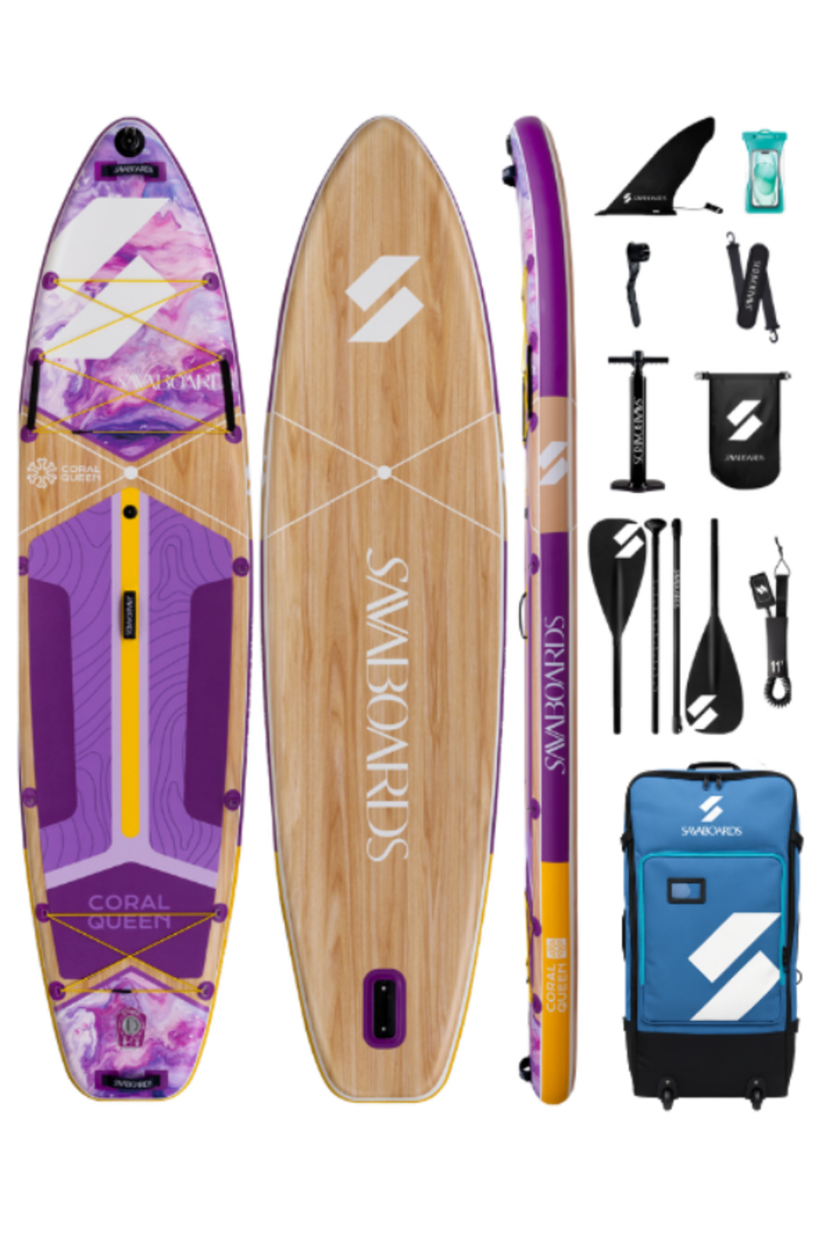 スウェーデン製　 sowe konst sovestad トレー SavaBoards Coral Queen Ultra Stabil Şişme Paddle Board SUP Seti