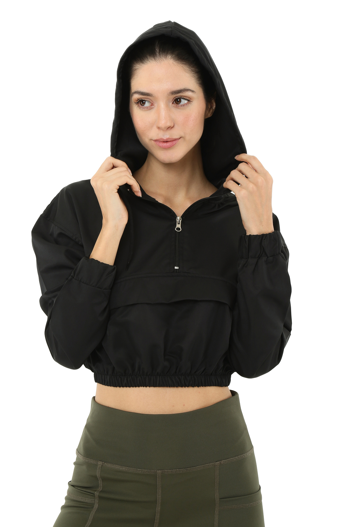 Scorp Alice Crop Kapüşonlu Kadın Sweatshirt Siyah görsel 2
