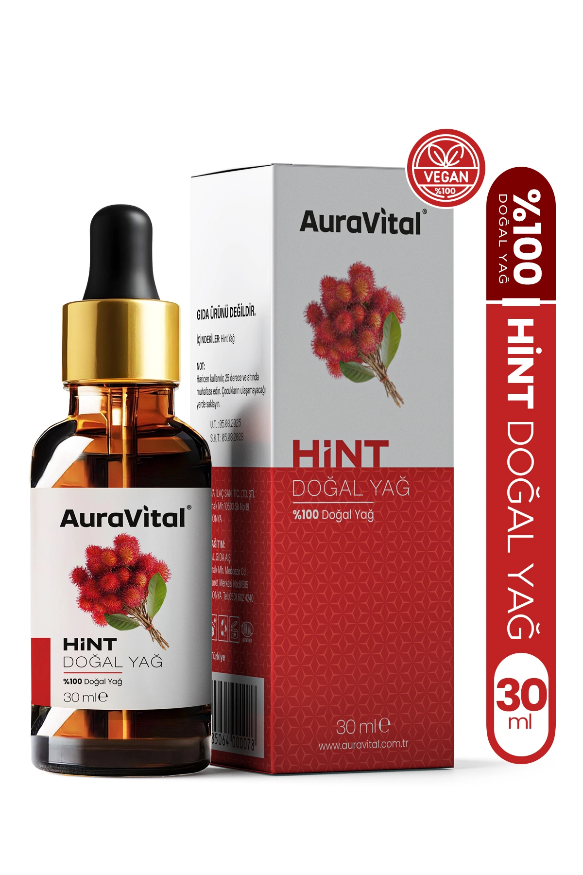 AuraVital Hint Yağı 30 Ml %100 Doğal – Saç, Kirpik, Kaş ve Cilt Bakım Yağı - Fiyatı, Yorumları