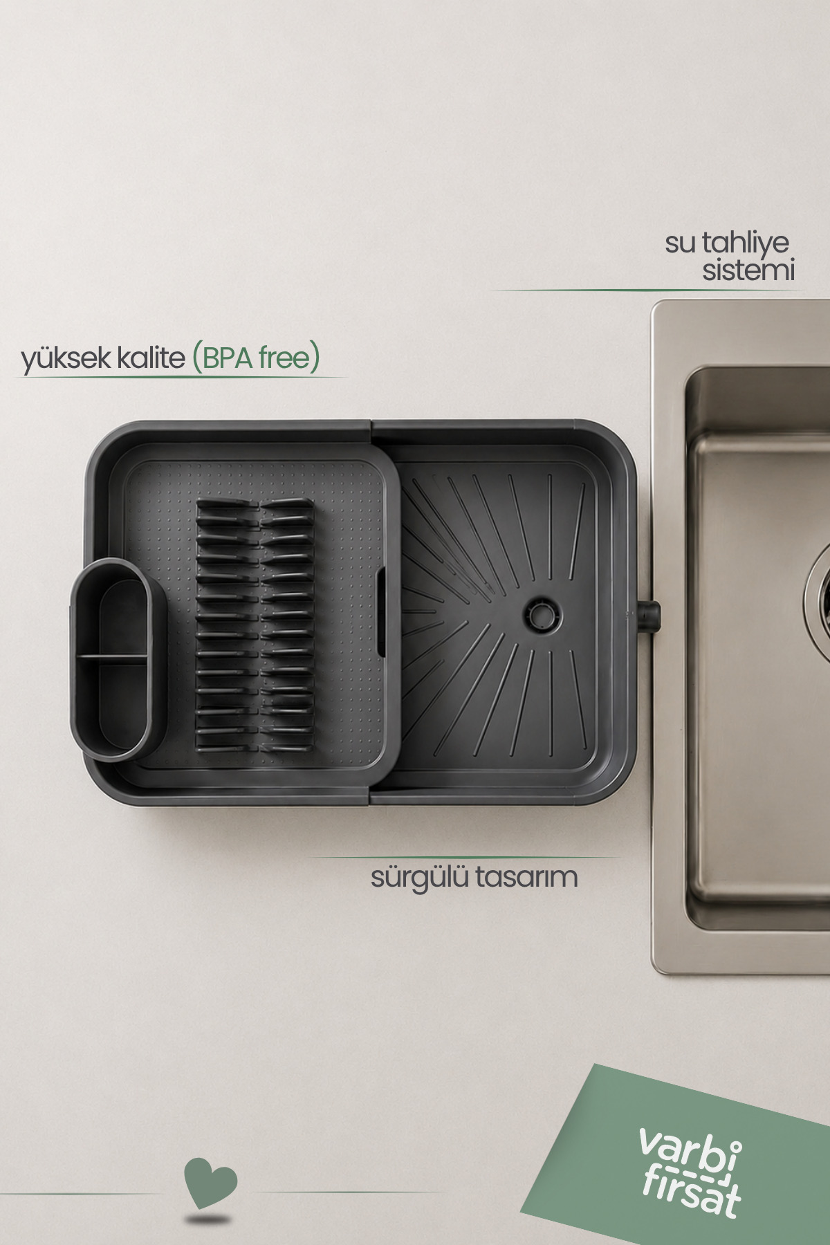 Retractable Sliding Plate Holder Dish Holder Dish Basket Dish Drying / Anthracite
