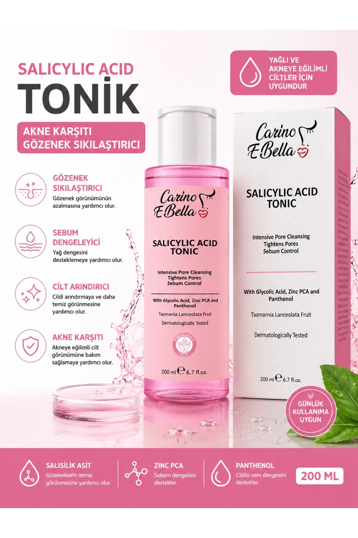 Salicylic Acid Tonik 200 ML – Akne Karşıtı Gözenek Sıkılaştırıcı Tonik — salisilikasit200ml — تصویر 4 از 8