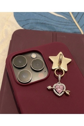 MonCheriAccessoire Gümüş Zirkon Taşlı Kalp Detaylı Telefon Charmı