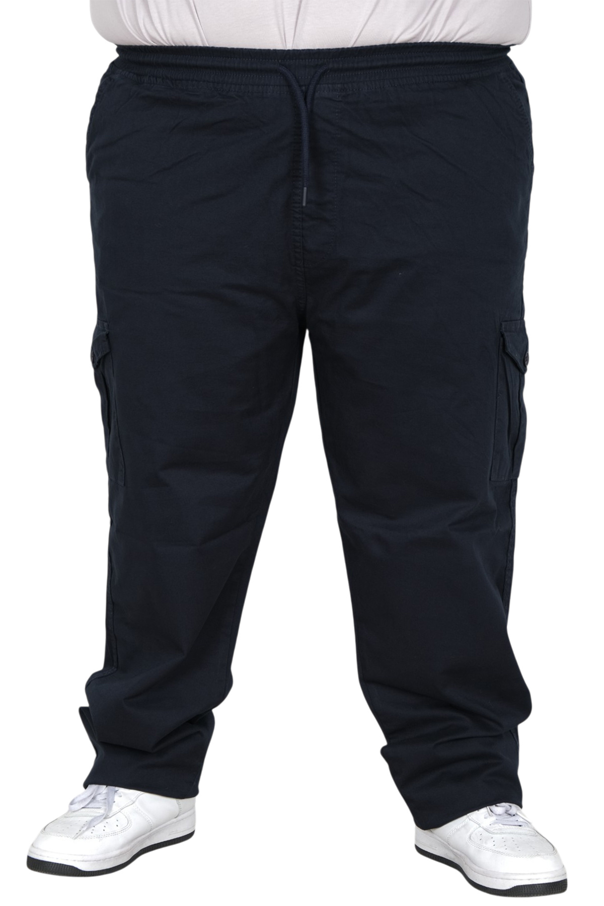 ModeXL Büyük Beden Erkek Keten Kargo Jogger Pantolon Milano 21912 Lacivert