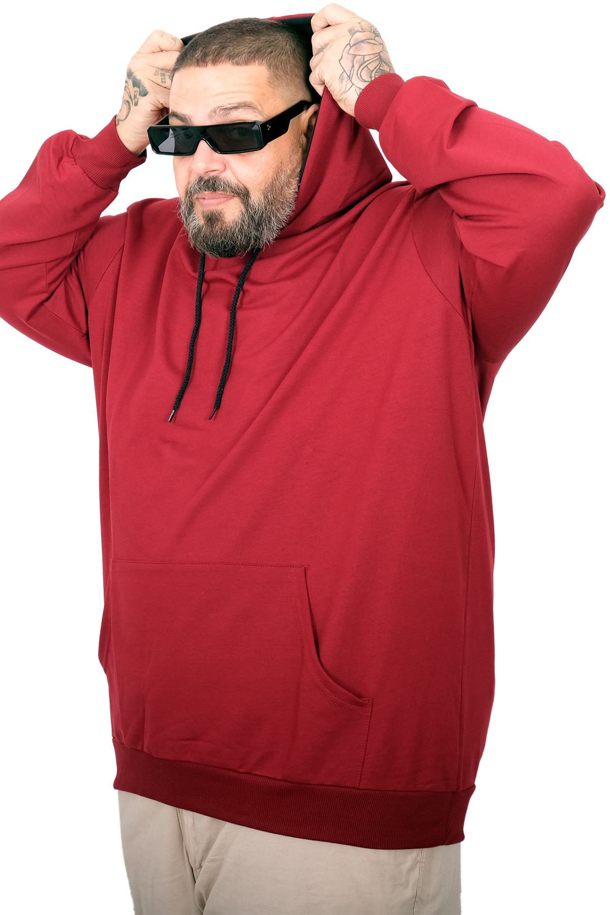 ModeXL Mode XL Büyük Beden Eşofman Üstü 2ip Basic 20569 Bordo görsel 4