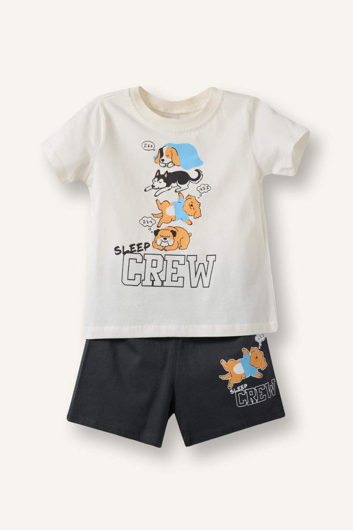 Defacto 100% Cotton Animal Print Short Sleeve Top Shorts Bottom 2-Piece Pajama Set Baby Boy H4026A526Hs