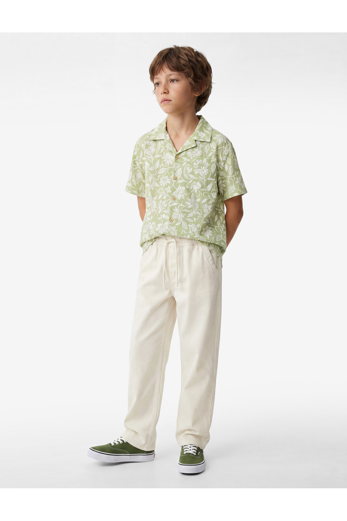 Koton Cotton Comfortable Cut Denim Trousers with Tie-Waist and Pockets