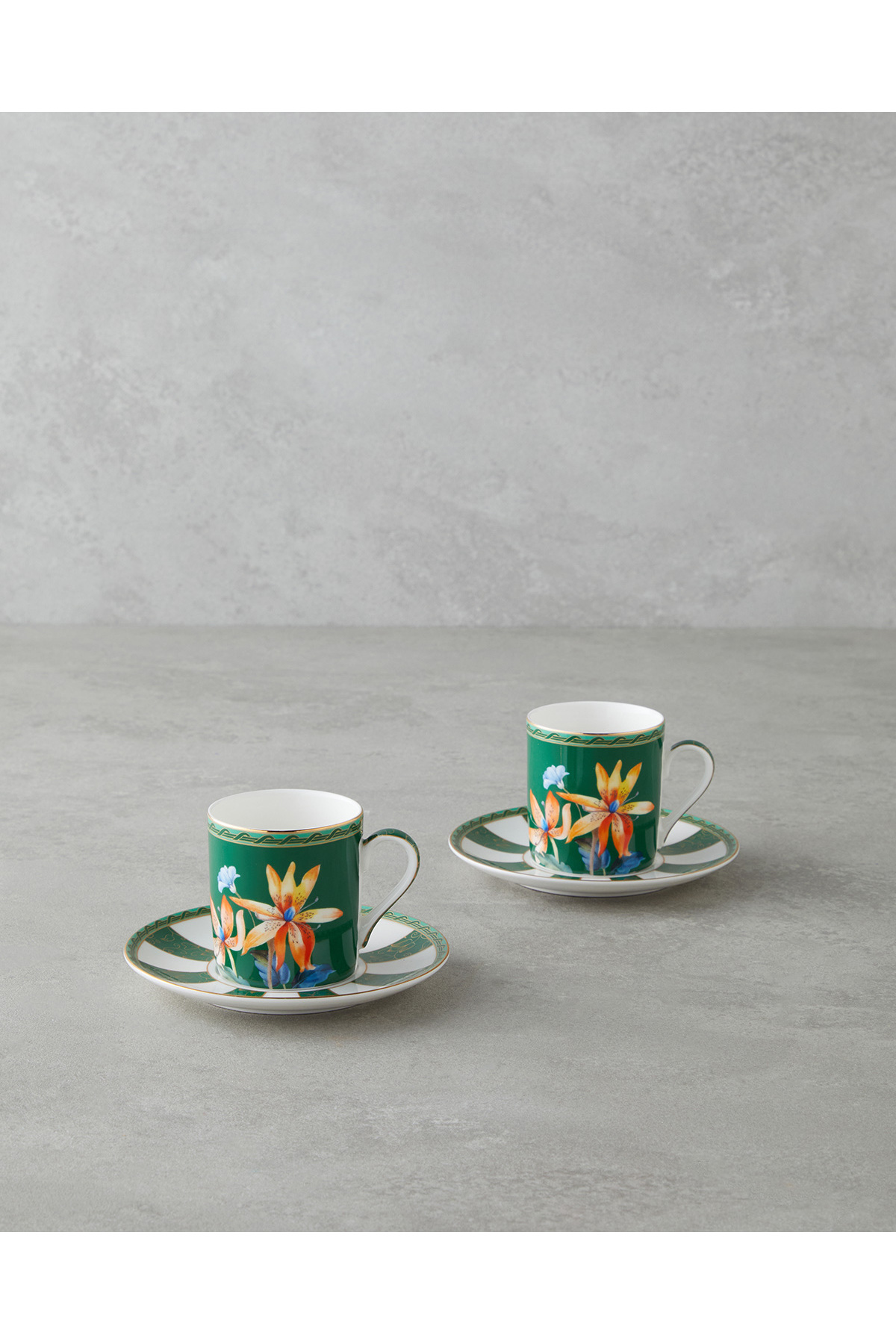 Emberlyn New Bone China 4 Parça 2 Kişilik Kahve Fincan Takımı 90 ml Yeşil