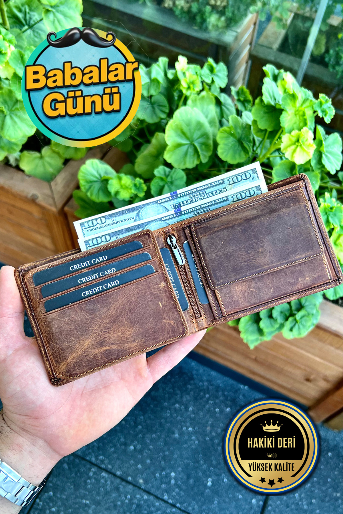 Joseph Antique Tan Personalized Name Printed Genuine Leather Men's Wallet ( Coin Split)
