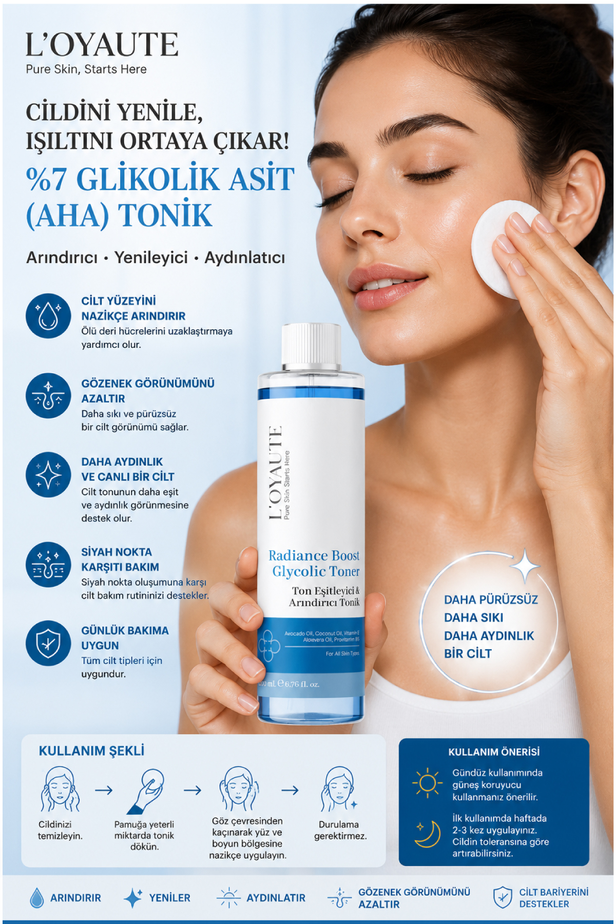 Glikolik Asit Arındırıcı & Gözenek Sıkılaştırıcı Tonik 200 ml — LGAT2606 — تصویر 3 از 5
