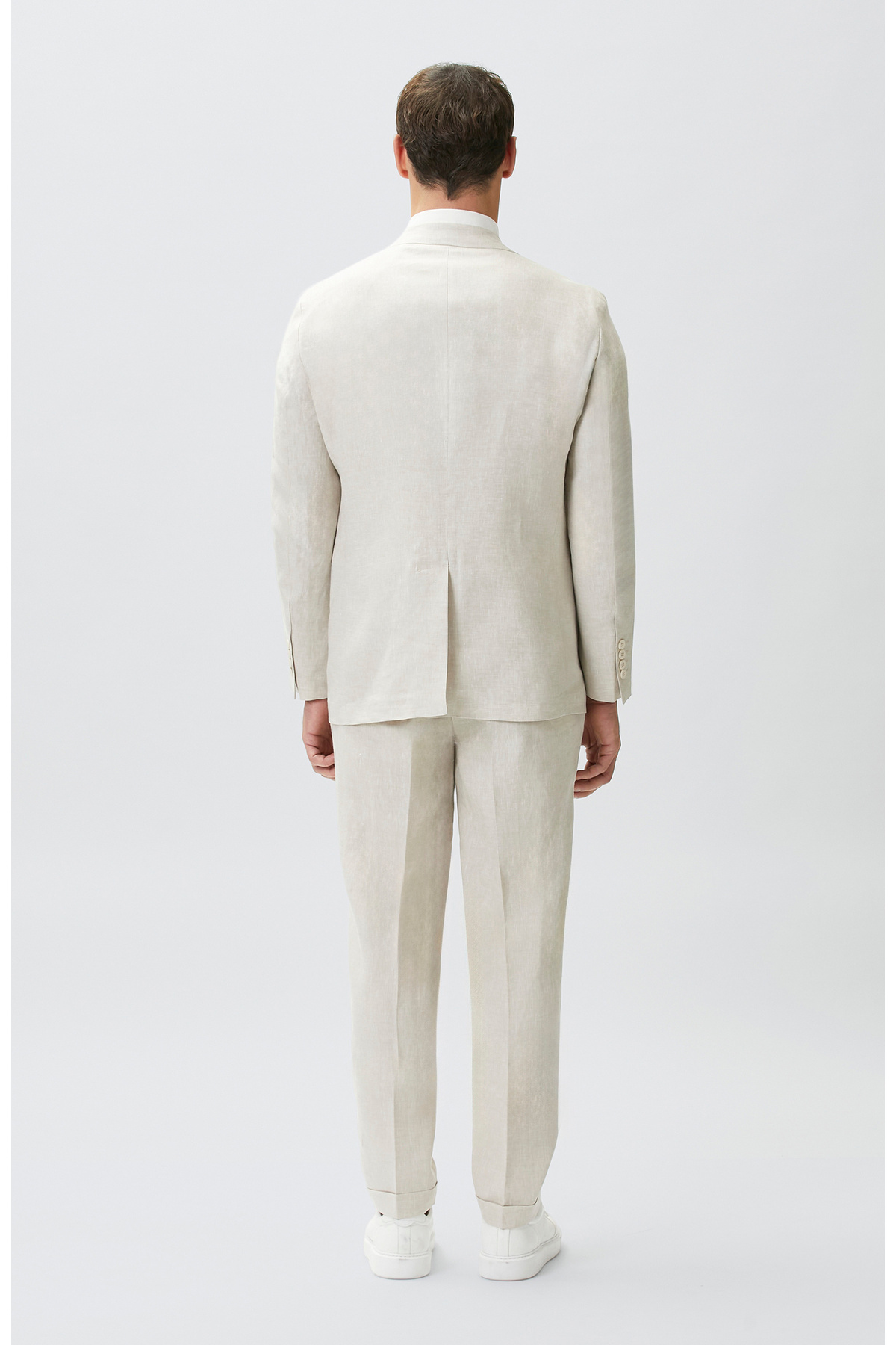 Network Bej Slim Fit Keten Takım görsel 5
