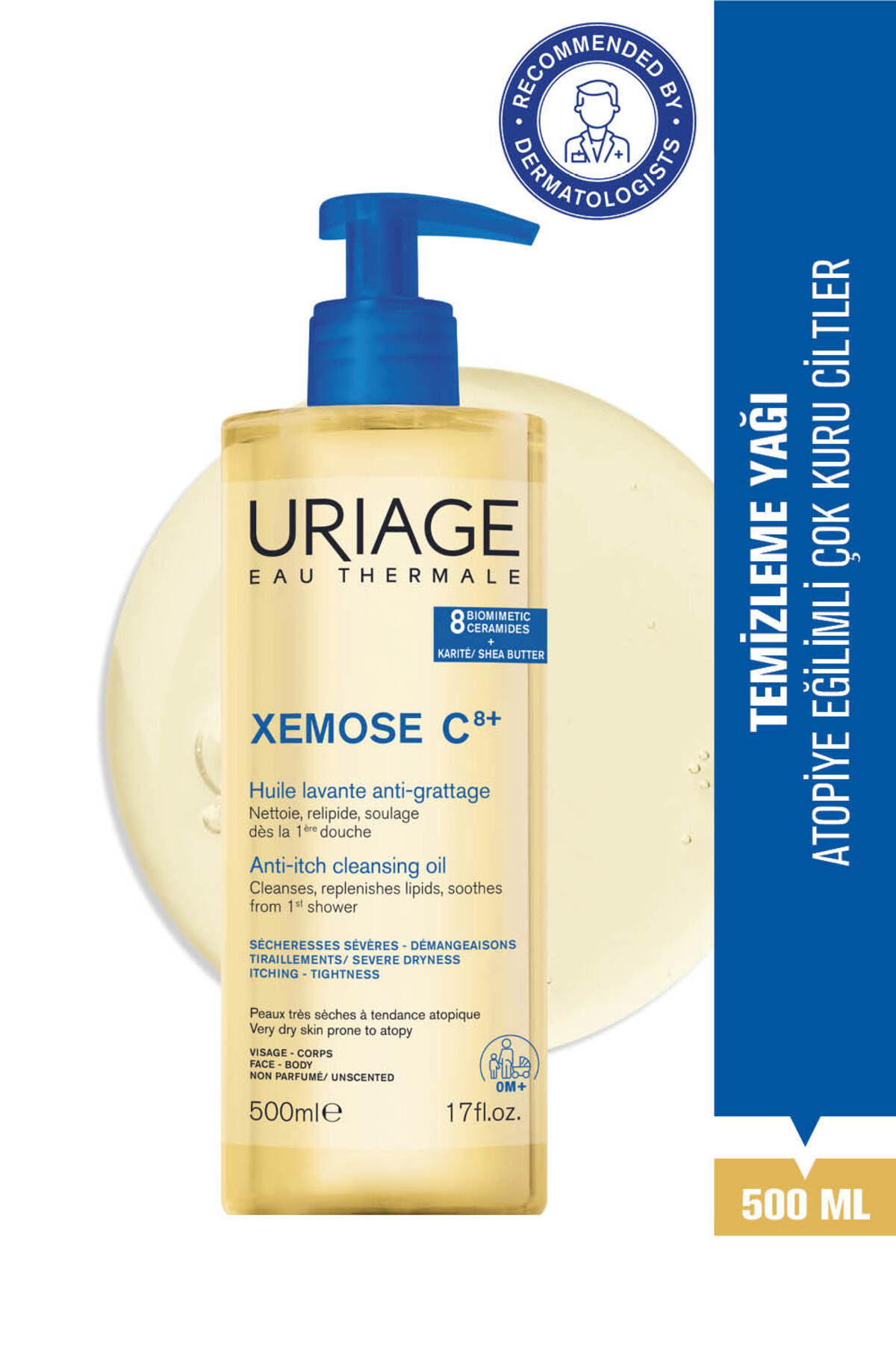 Uriage XEMOSE C8+ Atopiye Eğilimli ve Çok Kuru Ciltler İçin Temizleme Yağı 500 ml — 3661434005923