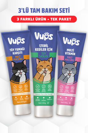 VUPS Kedi Malt Macunu 3’lü Tam Bakım Seti 3x100 gr