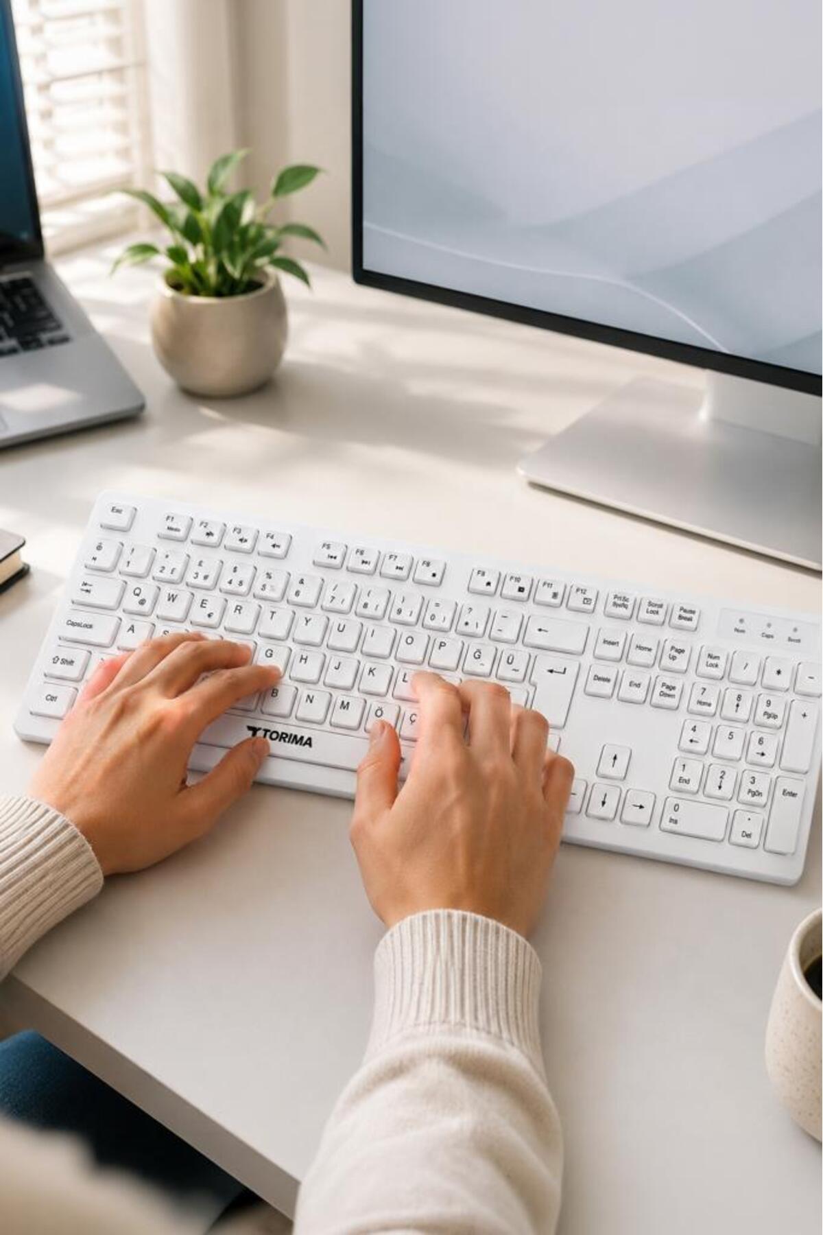 کیبورد کابلی Q کامپیوتر اداری TK02 سفید