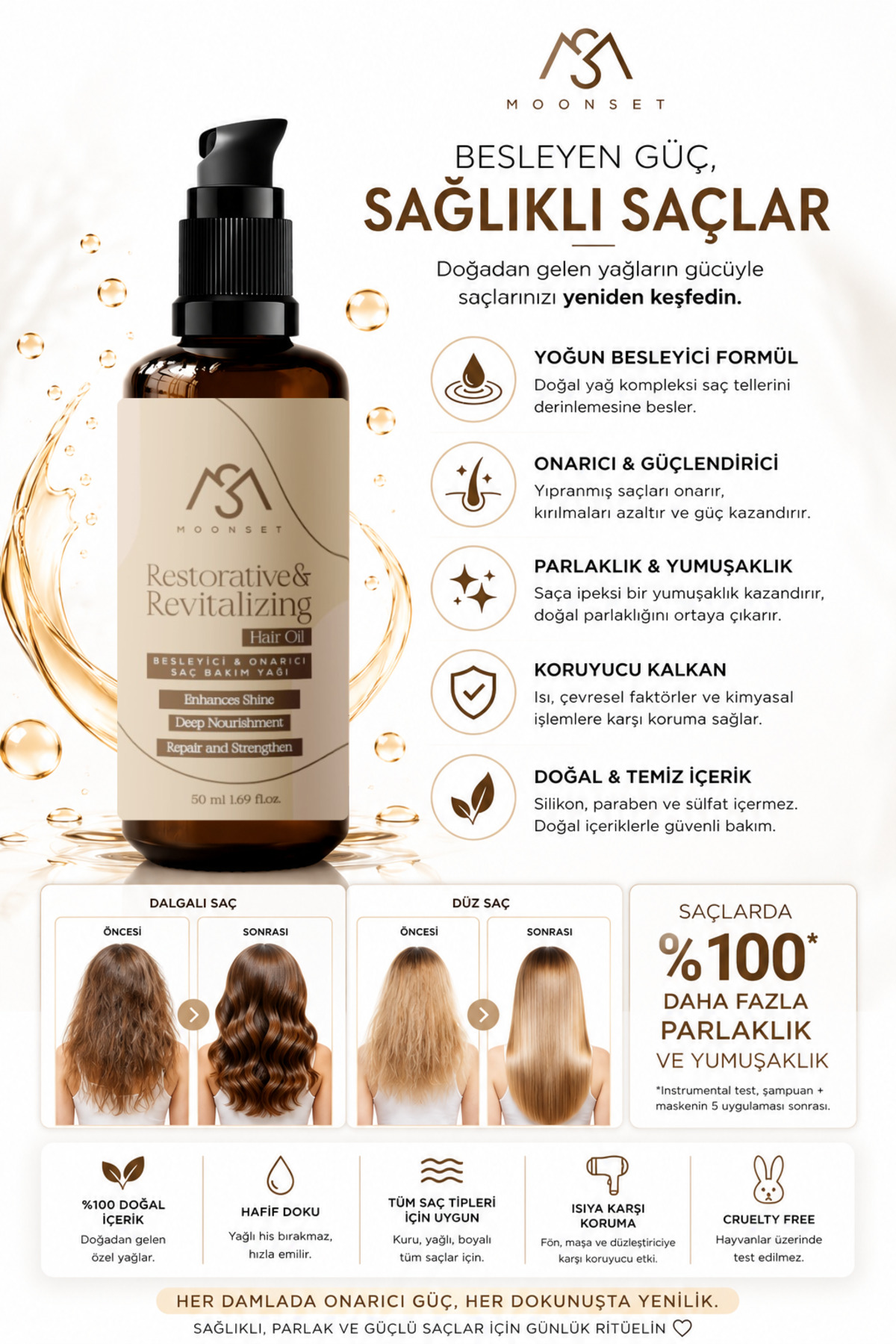 Saç Bakım Yağı – Bitkisel Yağlar Ve E Vitaminli Onarıcı Bakım Yağ Karışımı (50 ml) — TYCFO64EHN172433860742435 — تصویر 6 از 9