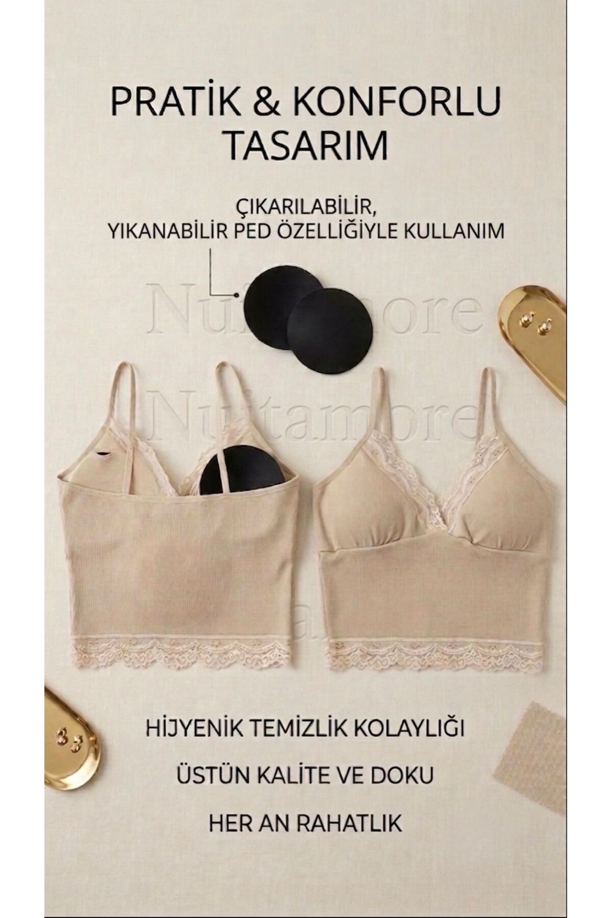 NUİTAMORE Pedli Danel Detaylı Crop %95 pamuk görsel 7