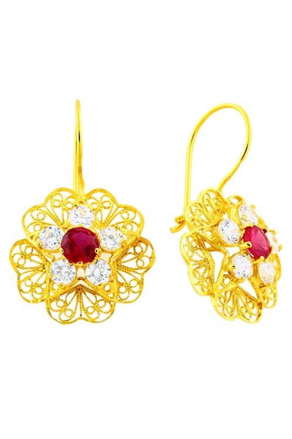 Sembol Gold 14 Ayar Altın Sallantılı Papatya Küpe