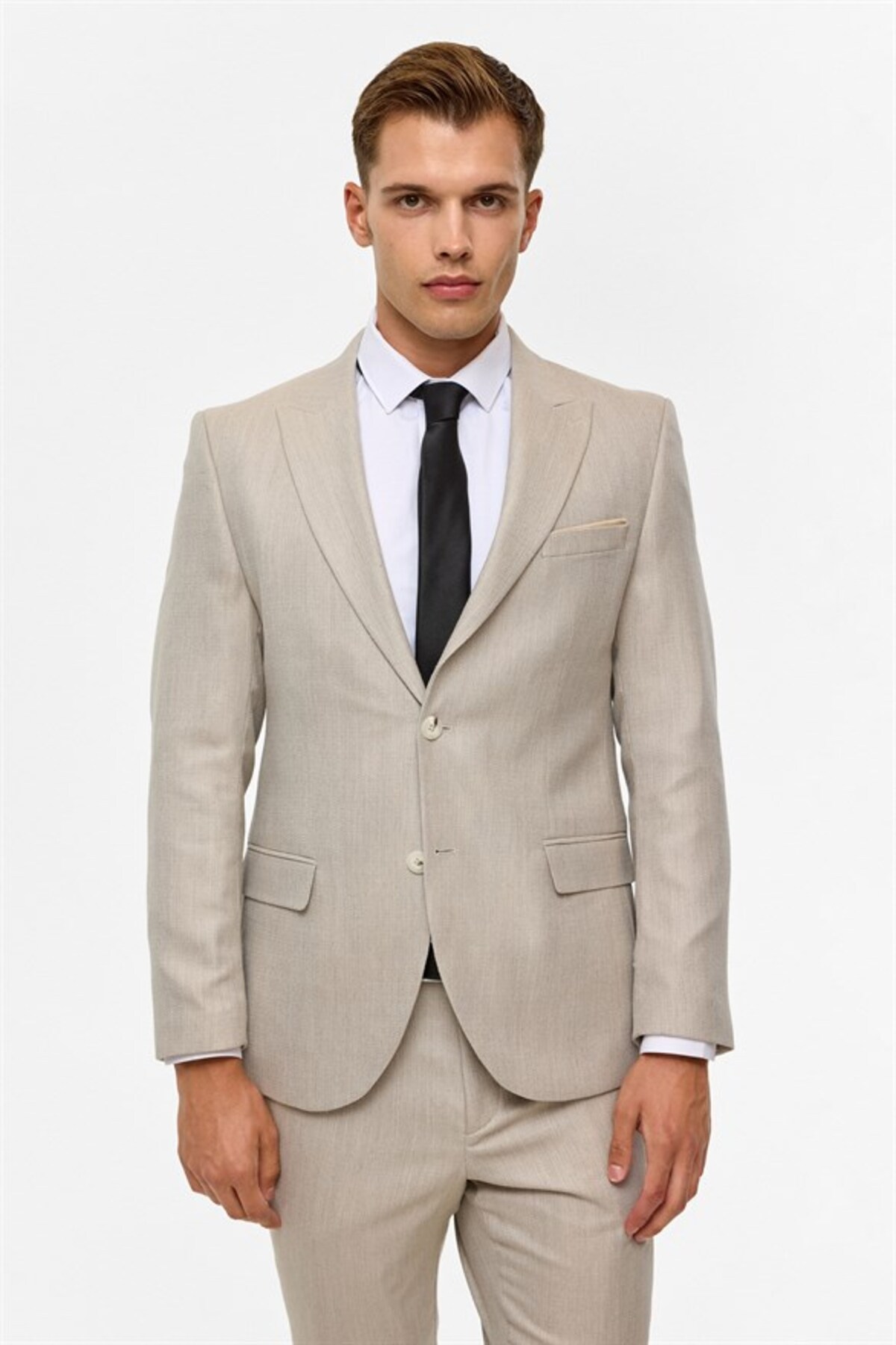 Bej Slim Sivri Yaka 6 Drop Takım Elbise — بژ TK1020000328 — تصویر 3 از 8