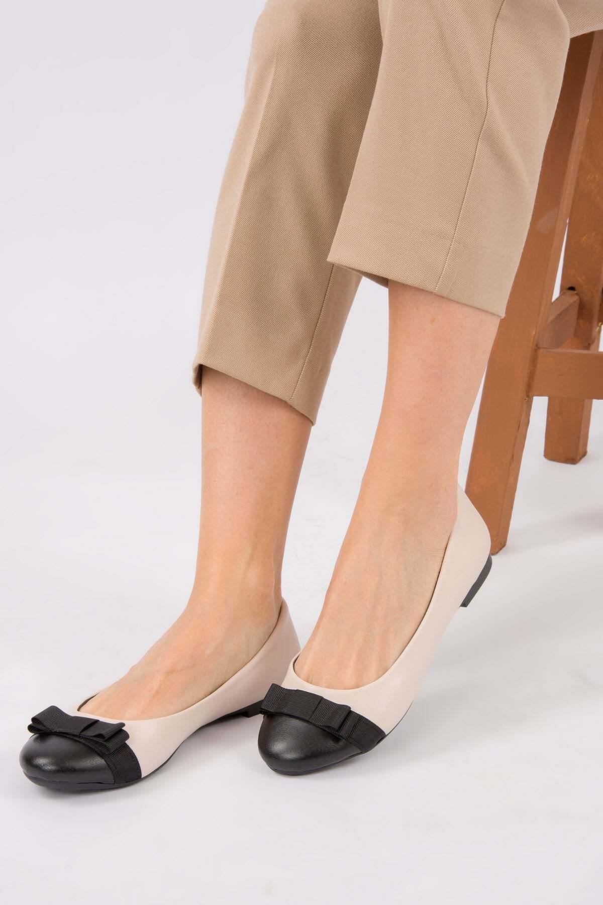 Fox Shoes Ten/Siyah Kadın Babet D726019509 görsel 2