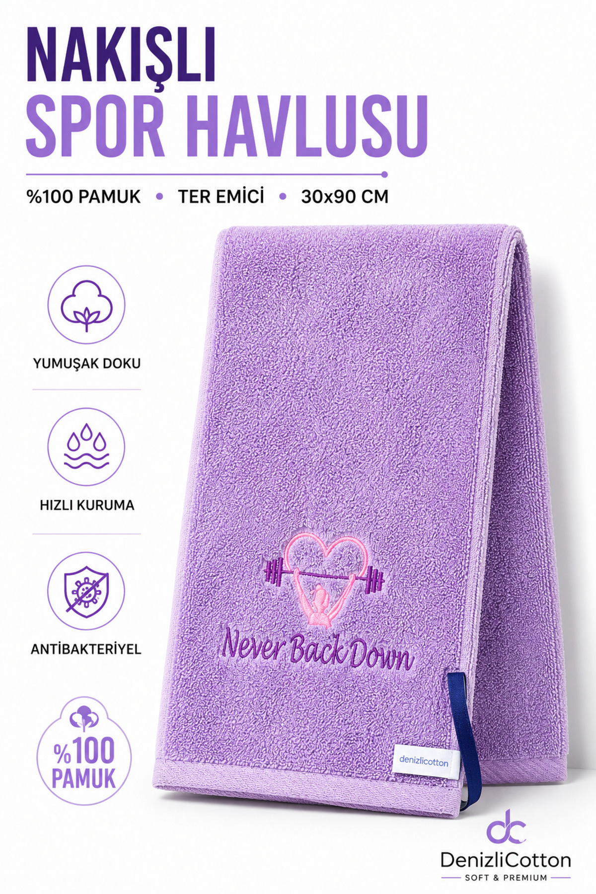 Embroidered Sports Towel Cotton, Anti-bacterial, Sweat Absorbing Fitness Plates Boxing Tennis Sports Towel