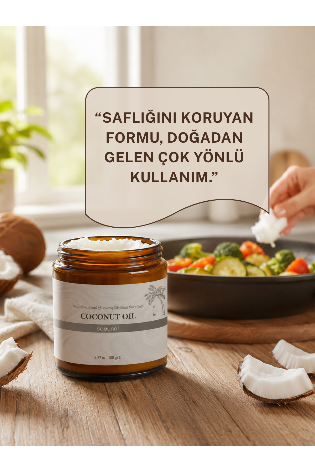 Hindistan Cevizi Yağı - Soğuk Sıkım Ham Işlenmemiş Raw Virgin Coconut Oil 100 gr — S24COCO03 — تصویر 6 از 8