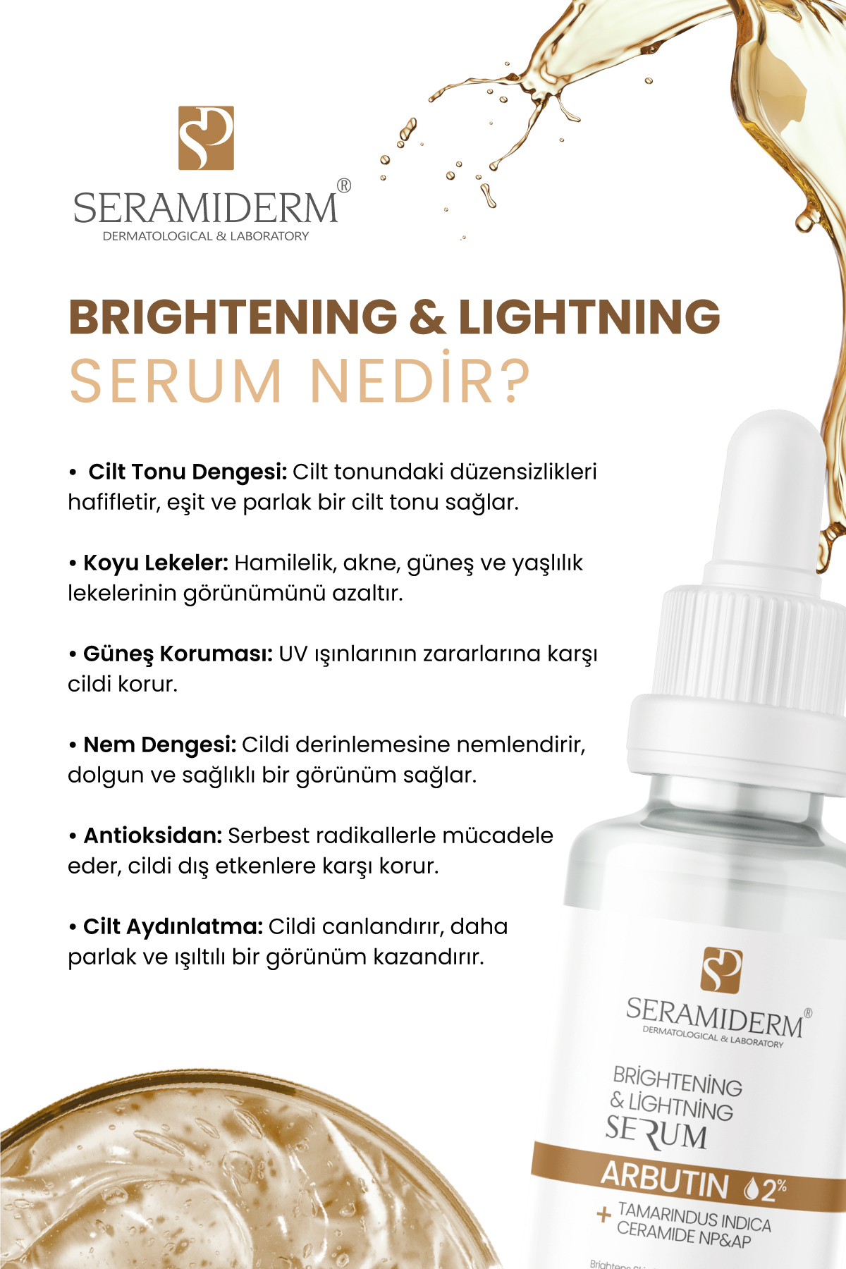 Leke Karşıtı ve Aydınlatıcı Arbutin Cilt Bakım Serumu 30 ml — SR0002 — تصویر 6 از 6