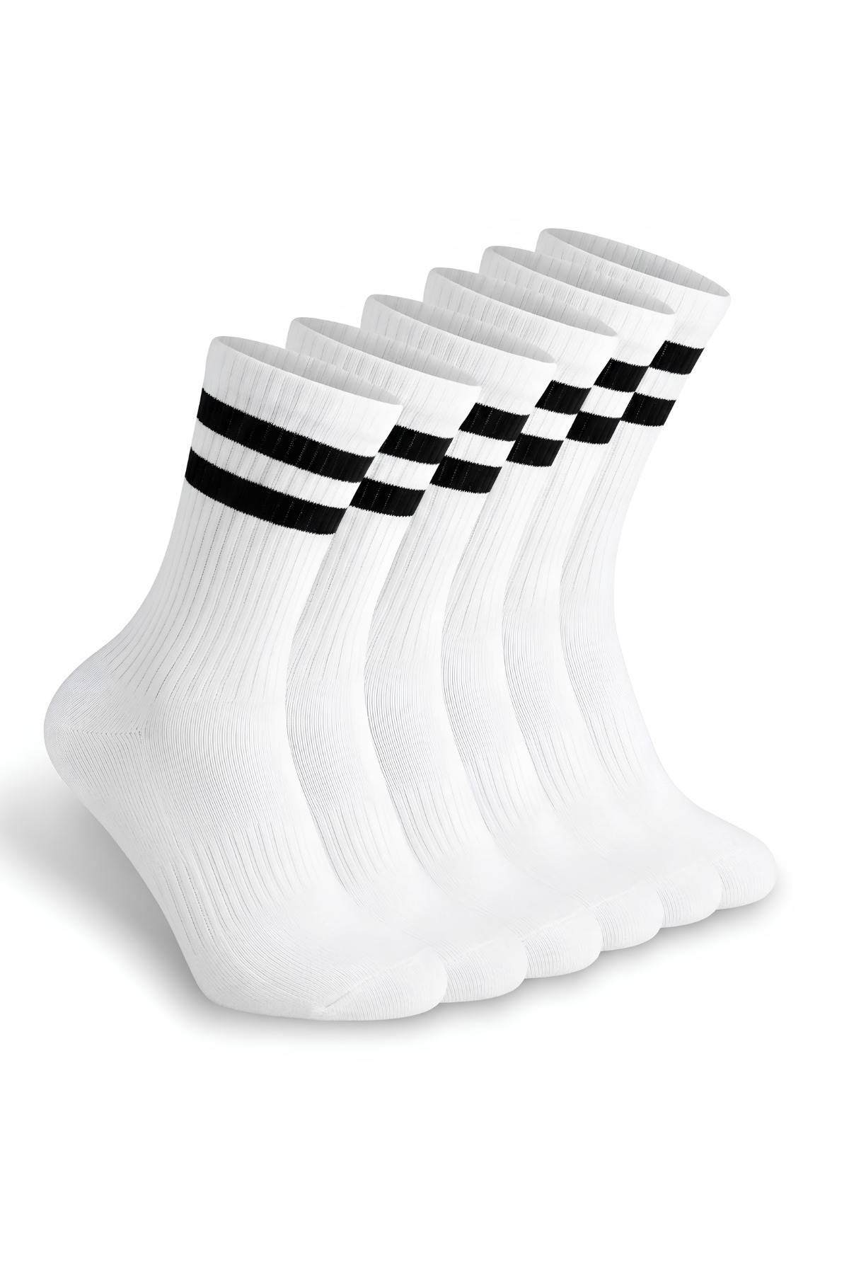 Socketta Erkek Spor Dikişsiz Havlu Taban 6'lı Beyaz Çizgili Soket Çorap, Premium görsel 2