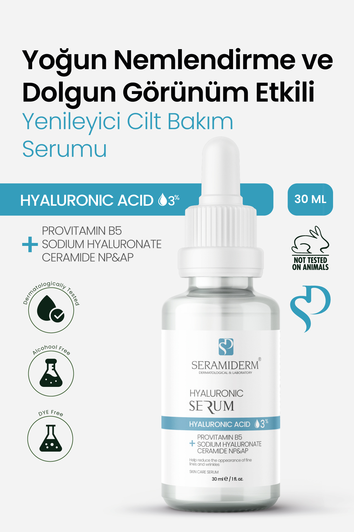 Yoğun Nemlendirme ve Dolgun Görünüm Etkili, Yenileyici Hyalüronik Asit Cilt Serumu 30ml — SR0004 — تصویر 2 از 6