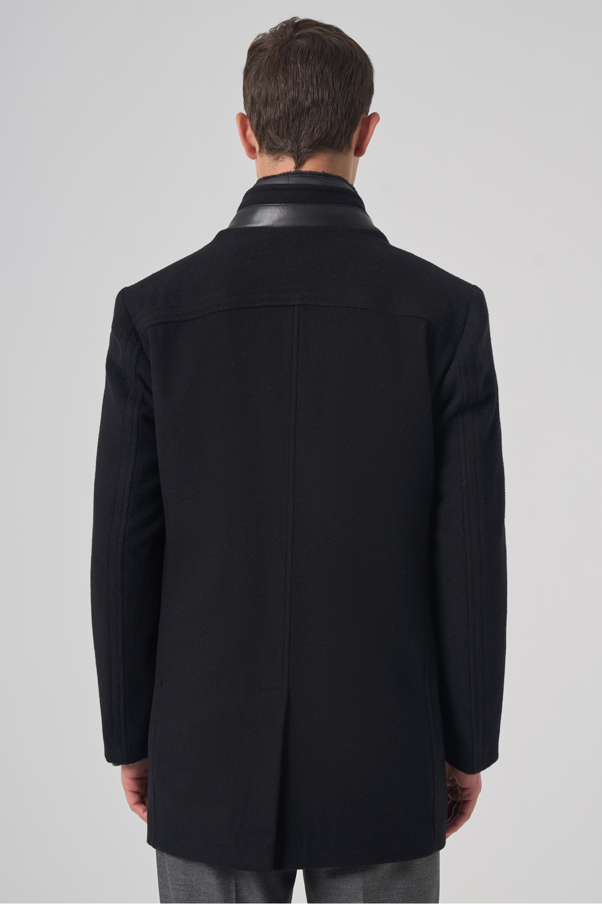 Erkek Siyah Yünlü Dynamic Fit Kambet Çıkma Mostra Kaban — مشکی 26KS016001 — تصویر 5 از 5